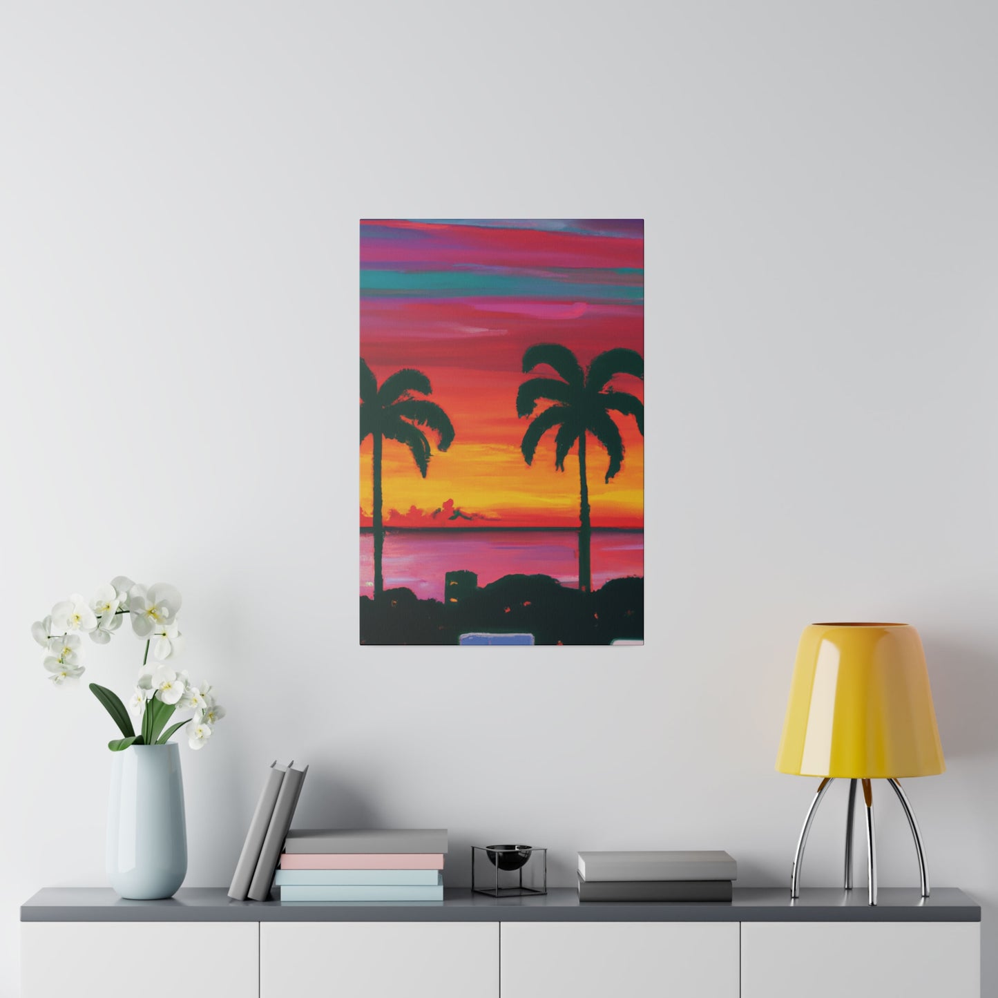 3275A - Miami Beach Sunset Painting Print | Miami | Beach | Sunset | Poster | Home Decor | Wall Art | Canvas