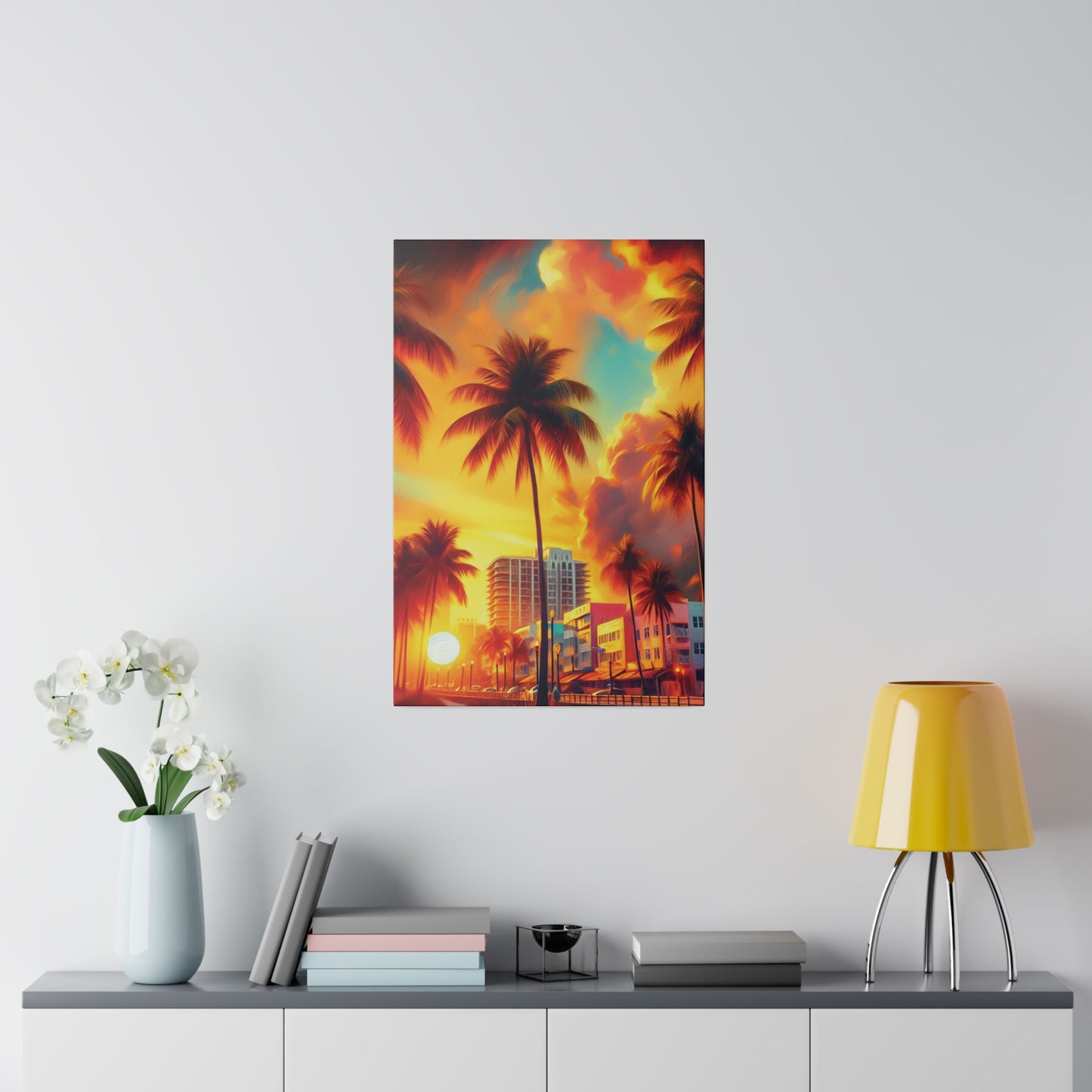 3187T - miami beach art, sunset background, ocean art work, beach art work, sunset designs, miami beach painting, miami beach print