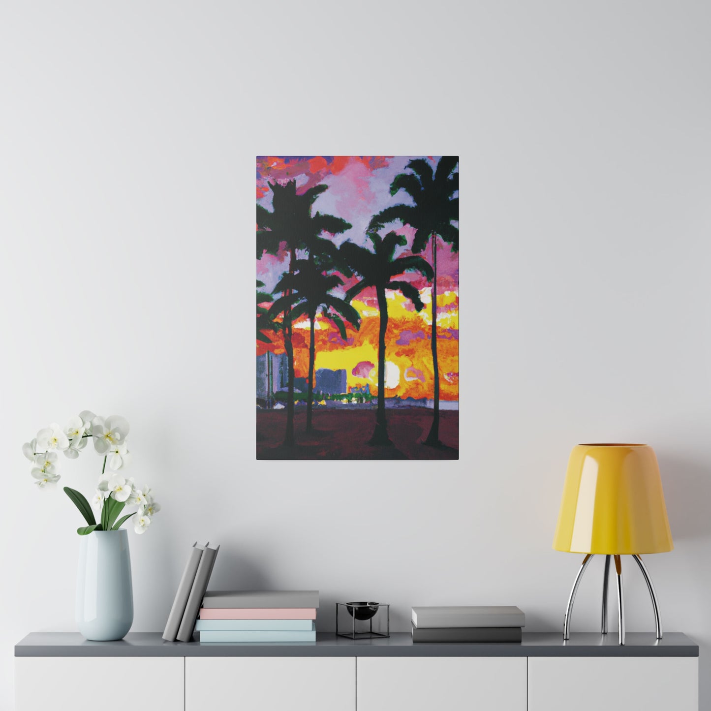 6342T - Miami Beach Sunset Painting Print | Miami | Beach | Sunset | Poster | Home Decor | Wall Art | Canvas