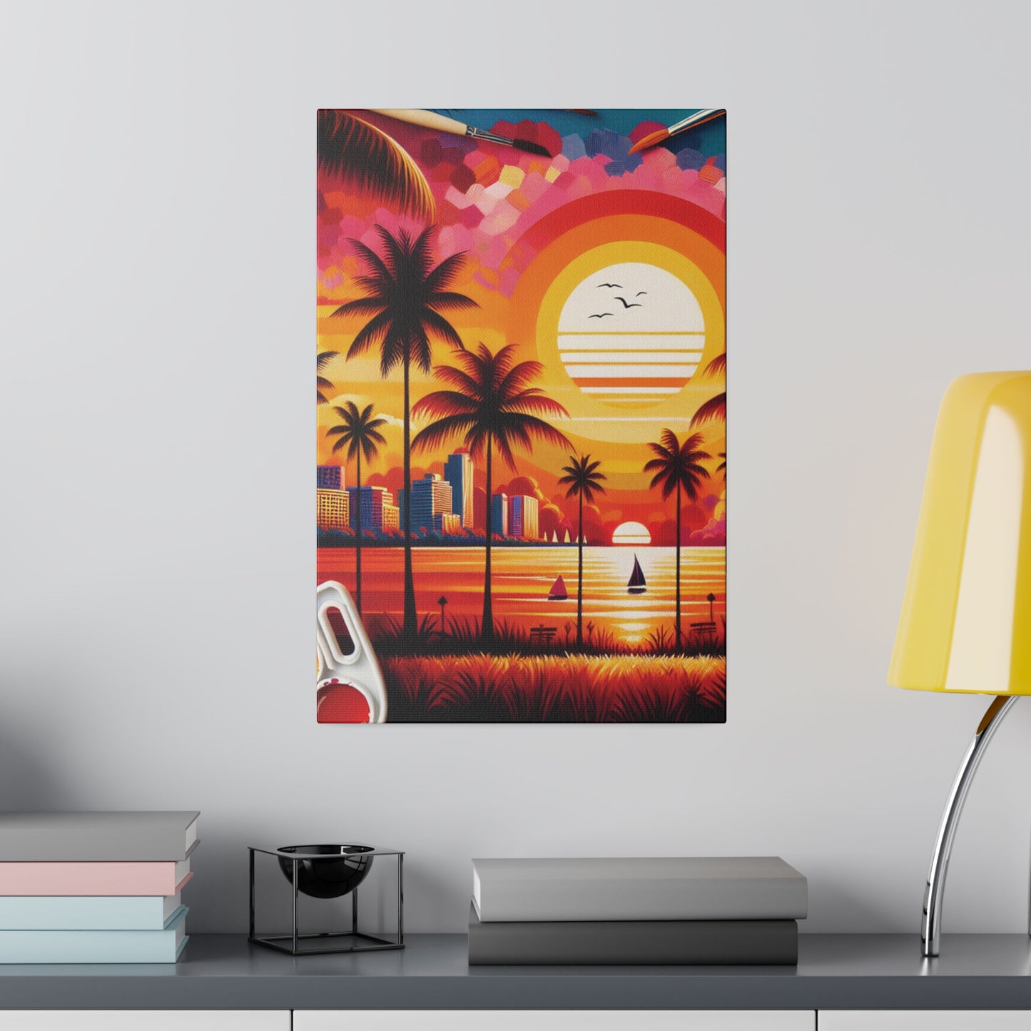 6739K - miami beach art, sunset background, ocean art work, beach art work, sunset designs, miami beach painting, miami beach print