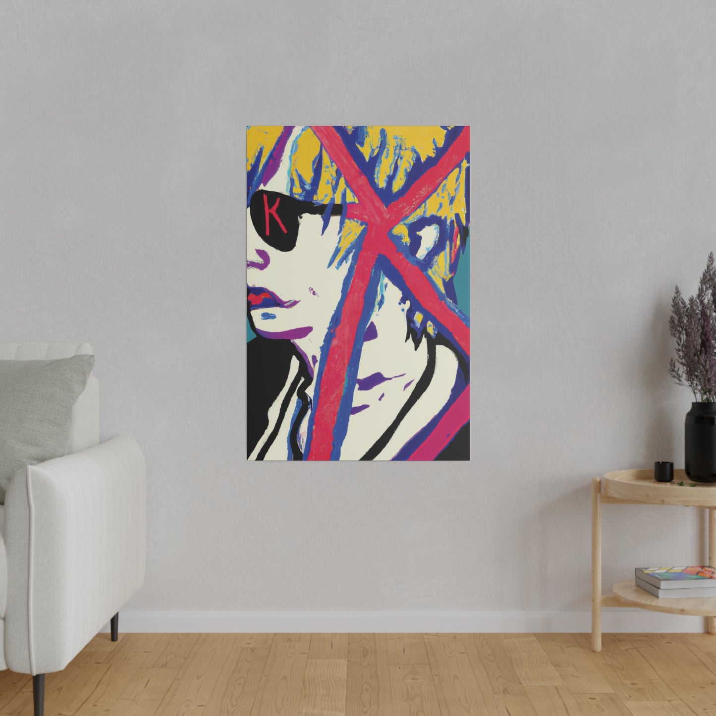 2460Y - Rockstar Painting Print | Face | Abstract | Poster | Home Decor | Wall Art | Music Art | Canvas