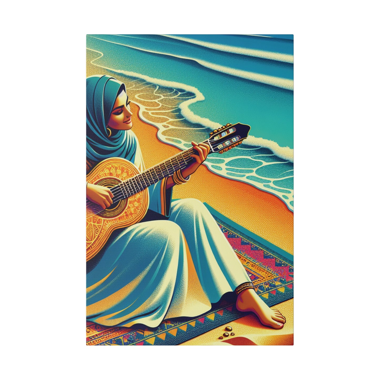 3129B - music art work, musician gift ideas, sunset background, sunset designs, ocean art work, beach art work, guitar art work, guitar player