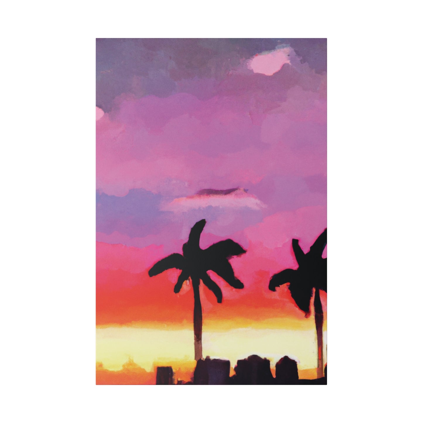 4393K - Miami Beach Sunset Painting Print | Miami | Beach | Sunset | Poster | Home Decor | Wall Art | Canvas