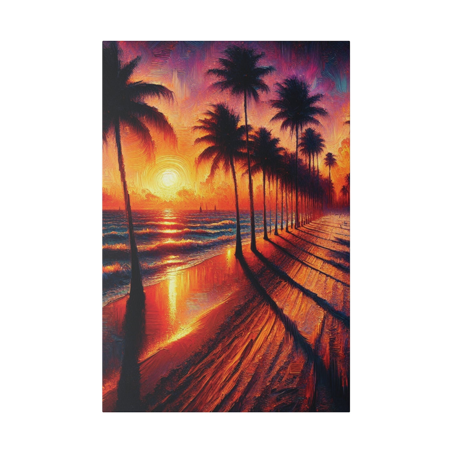 7132Q - miami beach art, sunset background, ocean art work, beach art work, sunset designs, miami beach painting, miami beach print