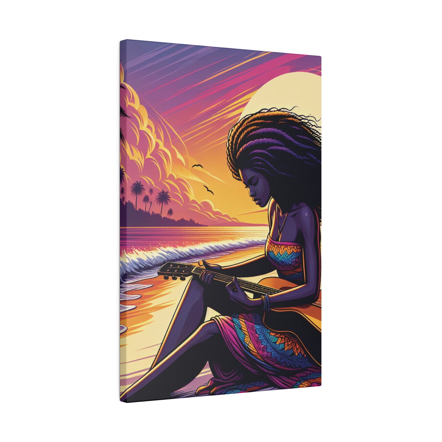 8254K - music art work, musician gift ideas, sunset background, sunset designs, ocean art work, beach art work, guitar art work, guitar player