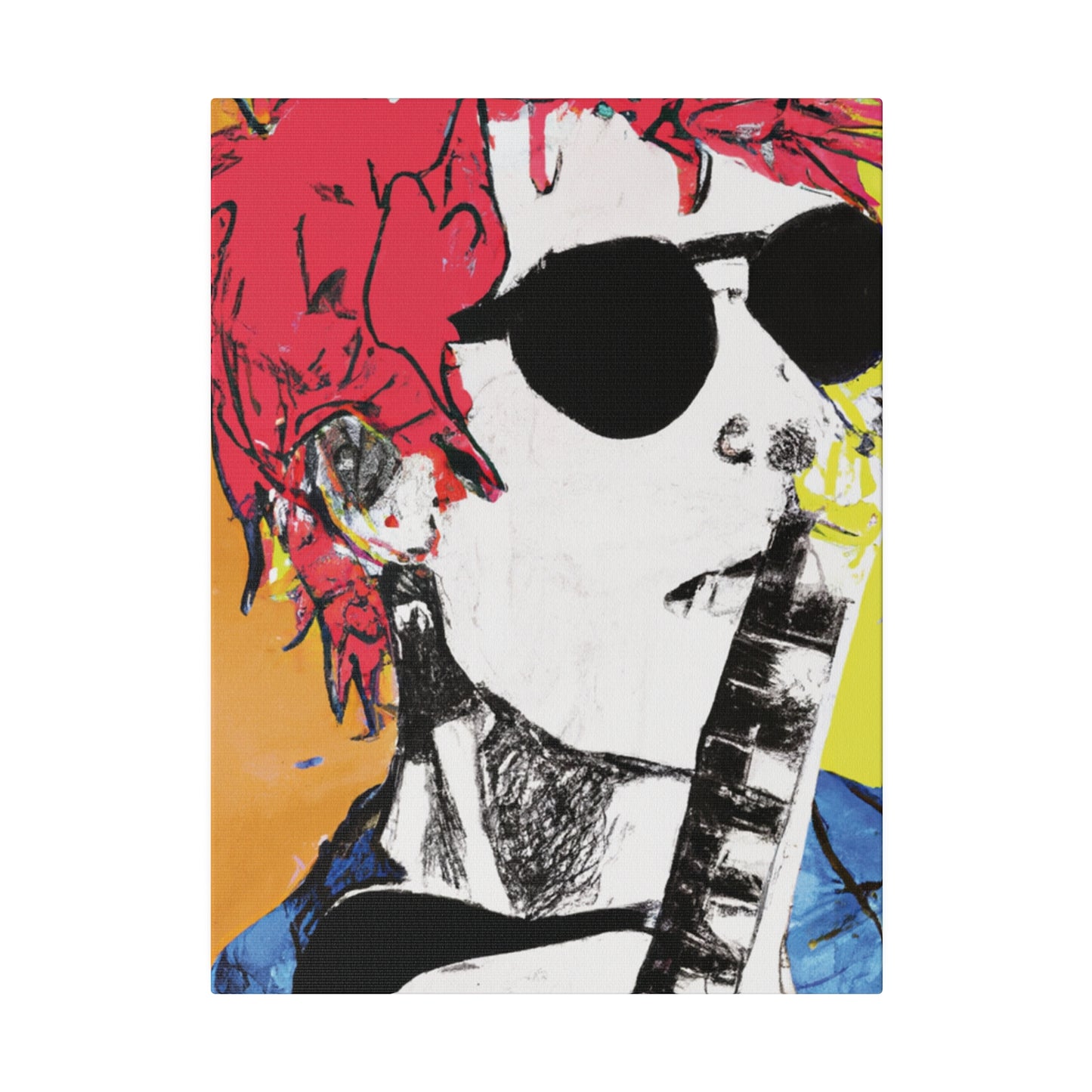 8995T - Rockstar Painting Print | Face | Abstract | Poster | Home Decor | Wall Art | Music Art | Canvas