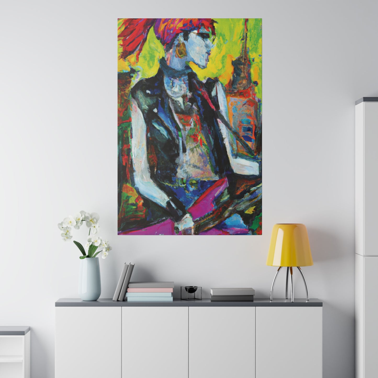 7349W - Rockstar Oil Painting Style Print | Poster | Home Decor | Wall Art | Music Art | Canvas