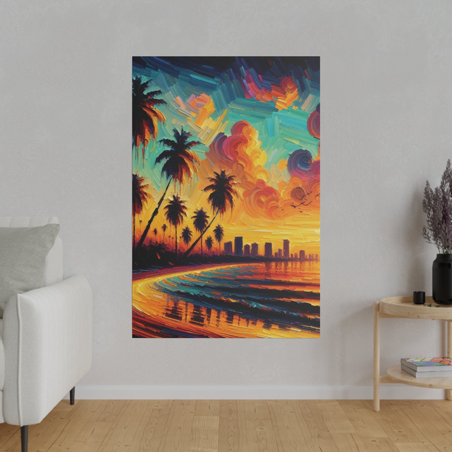 3726Z - miami beach art, sunset background, ocean art work, beach art work, sunset designs, miami beach painting, miami beach print