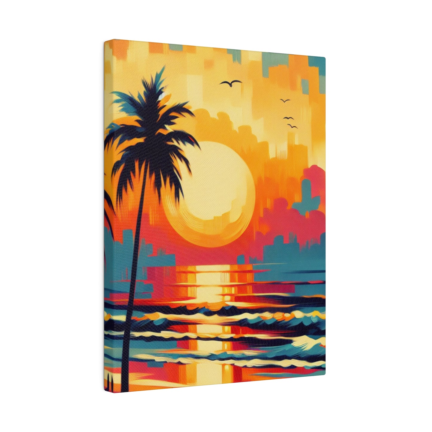 6284F - Miami Beach Sunset Painting Print | Miami | Beach | Sunset | Poster | Home Decor | Wall Art | Canvas