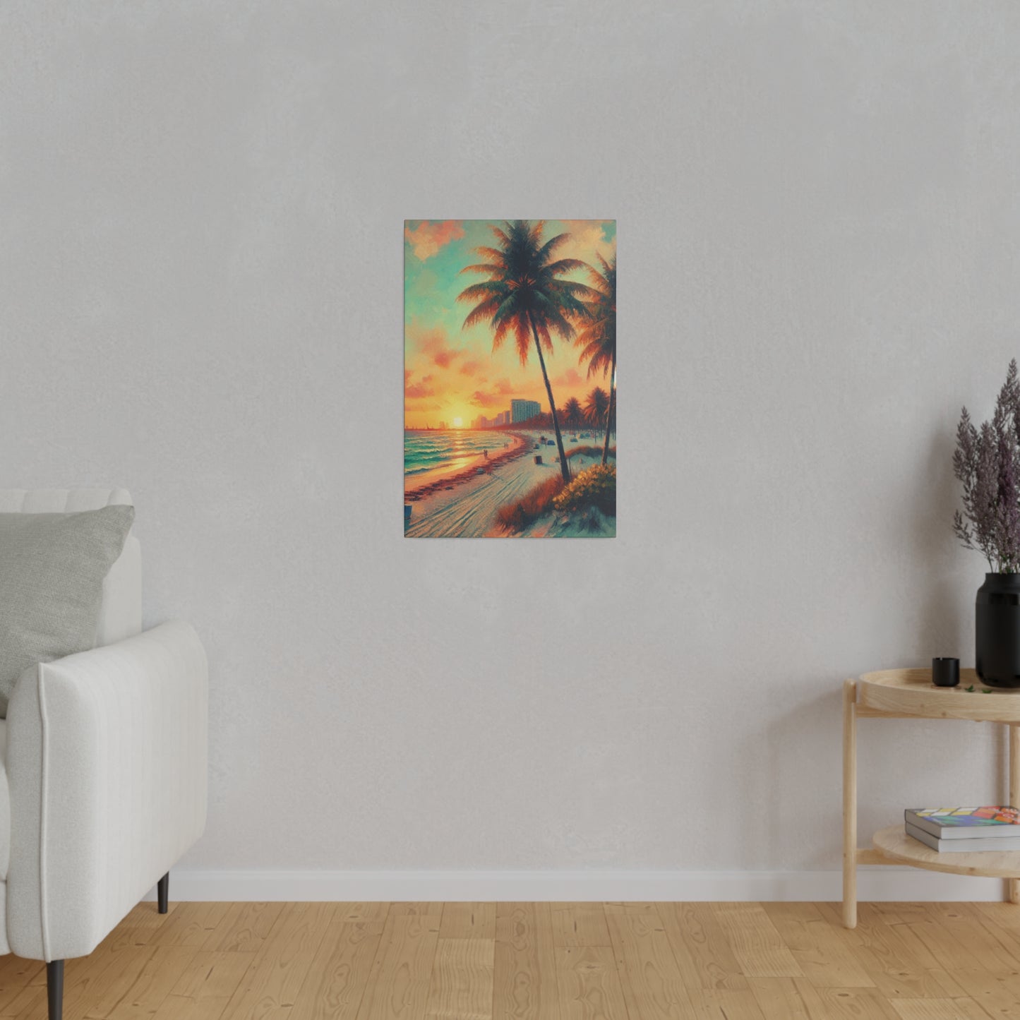 3782F - miami beach art, sunset background, ocean art work, beach art work, sunset designs, miami beach painting, miami beach print