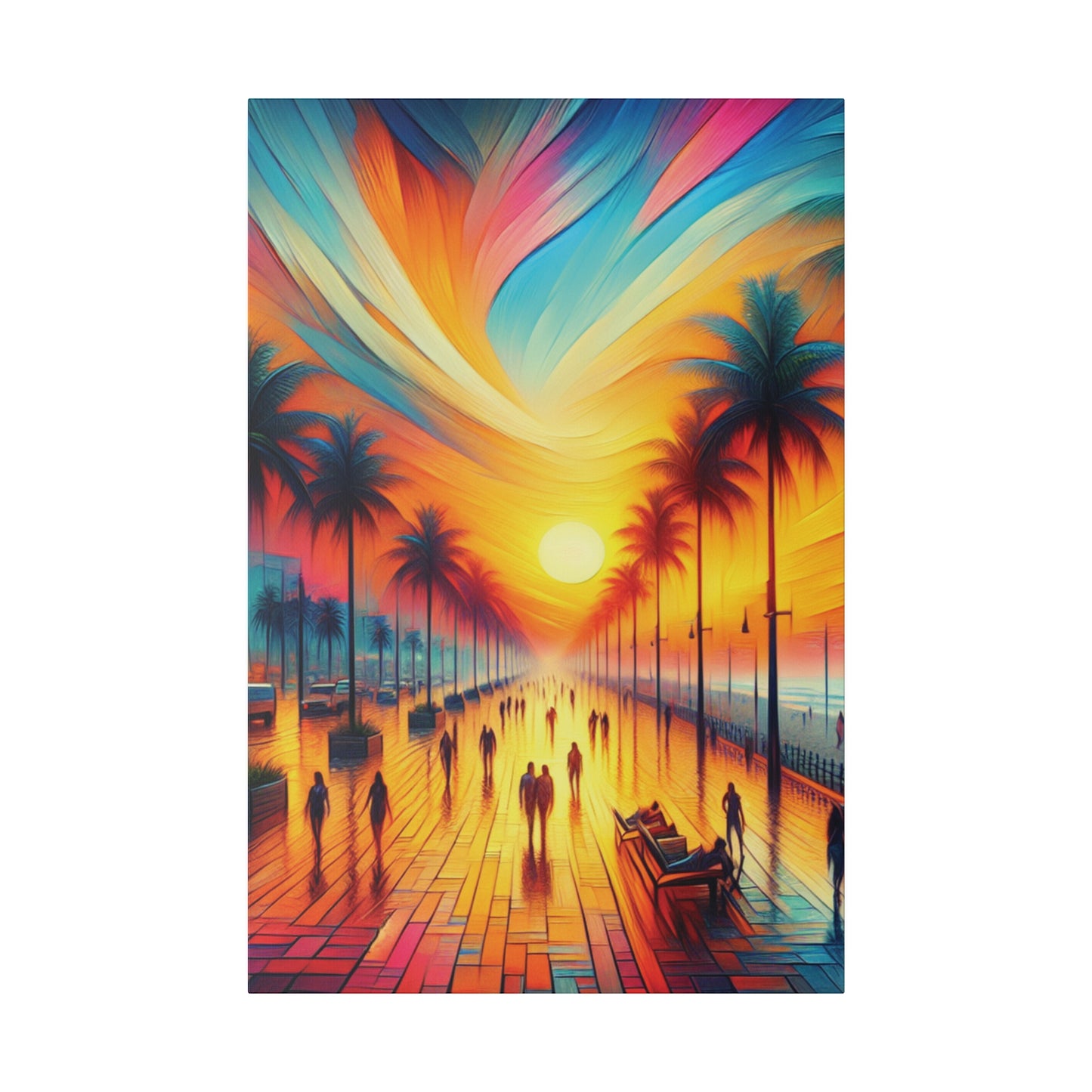 5683C - miami beach art, sunset background, ocean art work, beach art work, sunset designs, miami beach painting, miami beach print