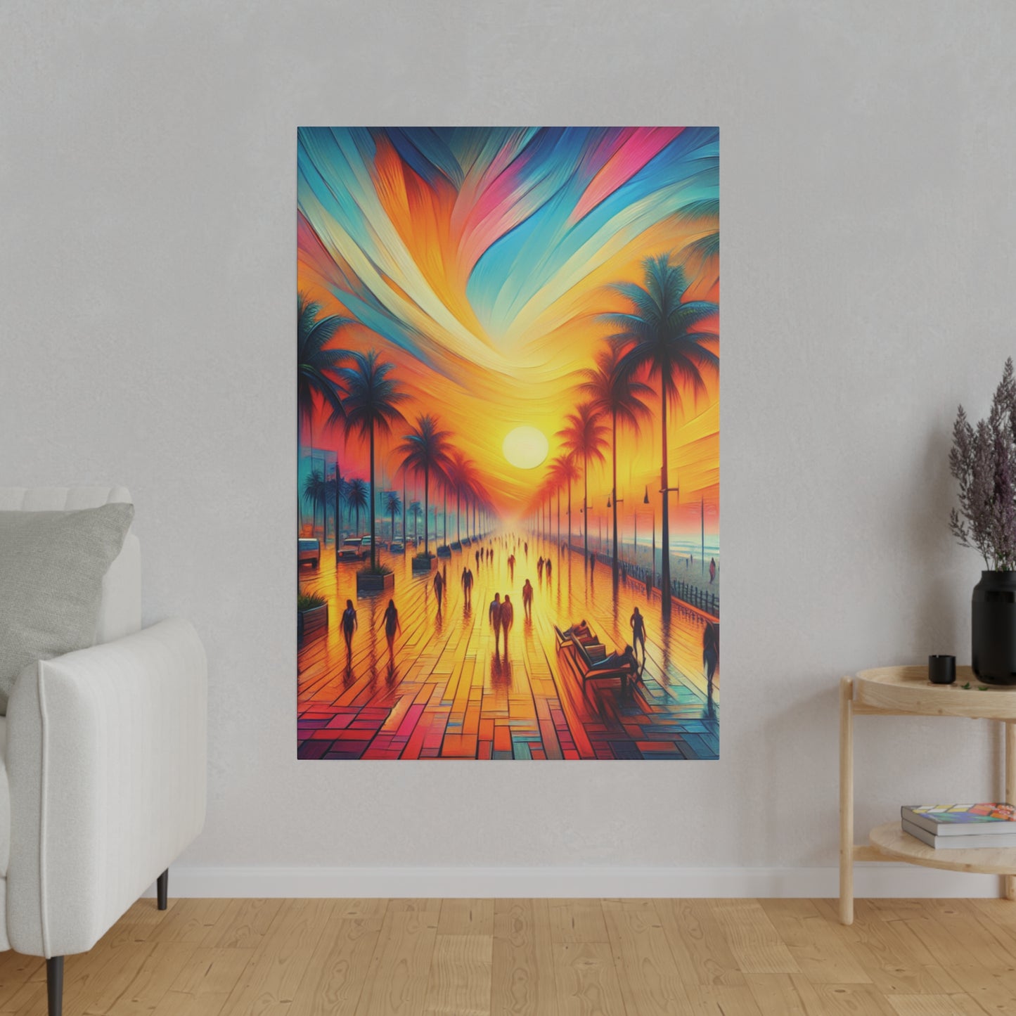 5683C - miami beach art, sunset background, ocean art work, beach art work, sunset designs, miami beach painting, miami beach print