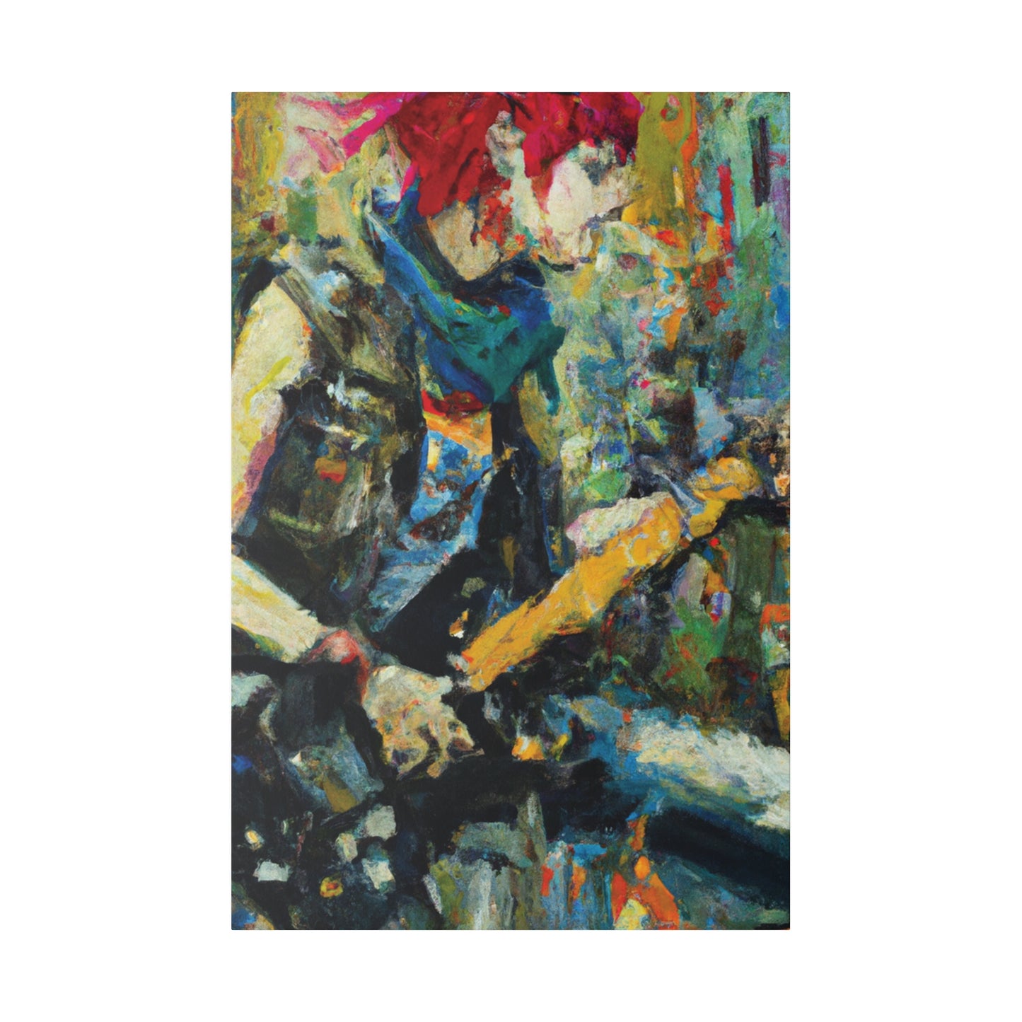 3758W - Rockstar Oil Painting Style Print | Poster | Home Decor | Wall Art | Music Art | Canvas