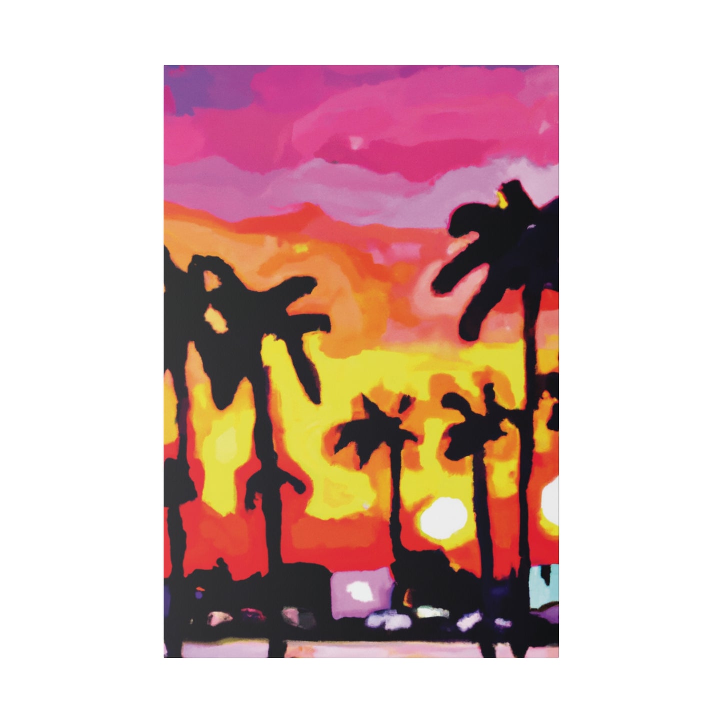 7893K - Miami Beach Sunset Painting Print | Miami | Beach | Sunset | Poster | Home Decor | Wall Art | Canvas