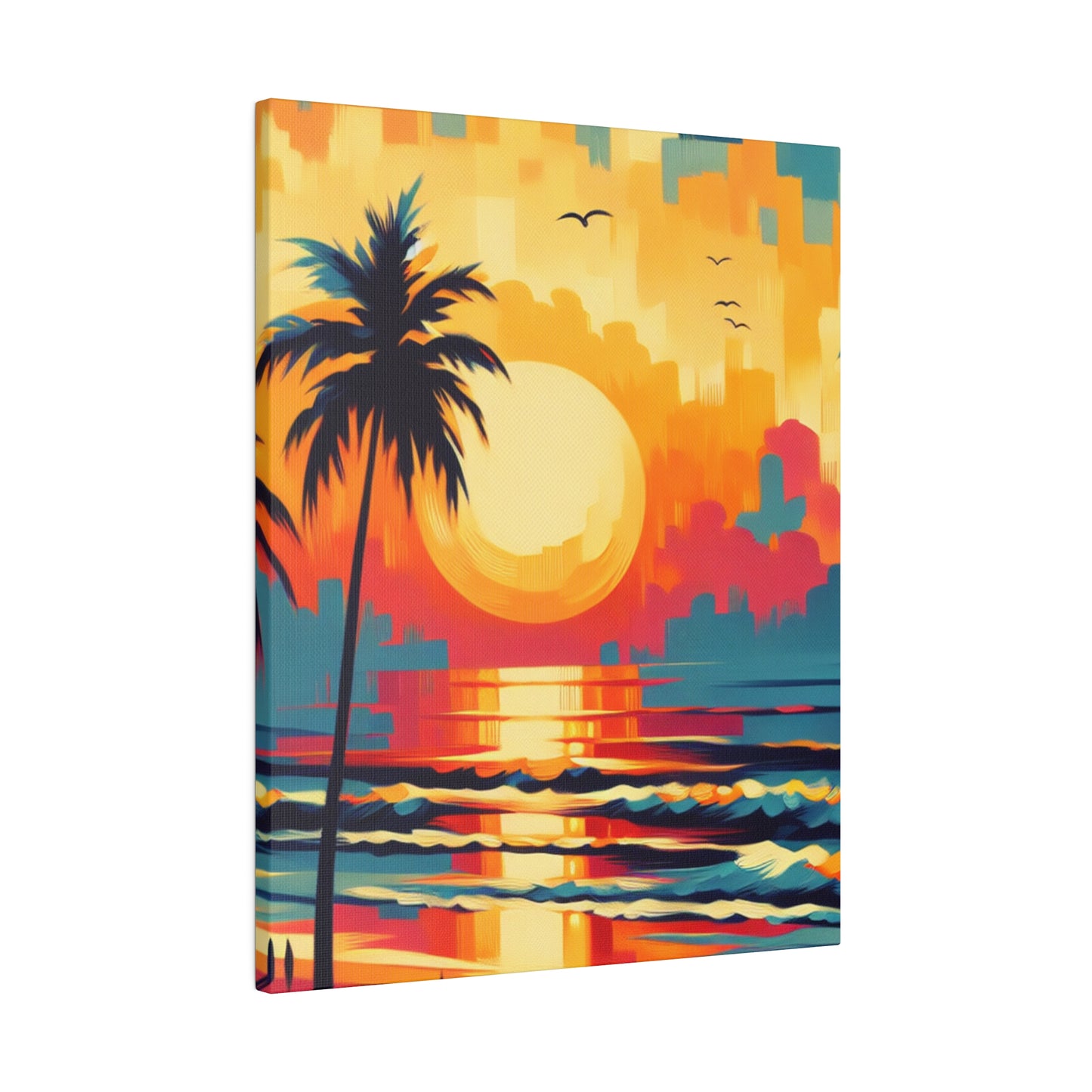 6284F - Miami Beach Sunset Painting Print | Miami | Beach | Sunset | Poster | Home Decor | Wall Art | Canvas