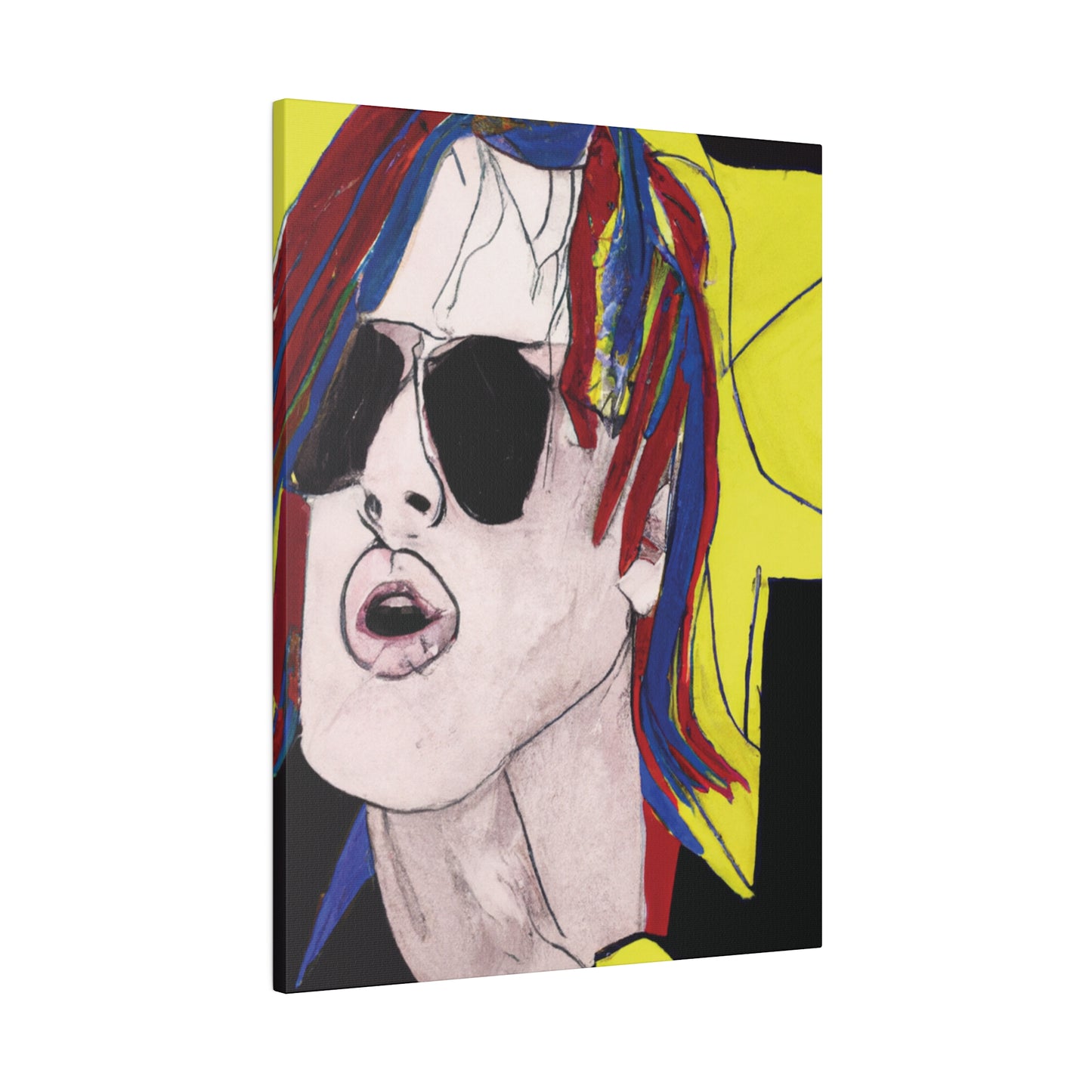 5296W - Rockstar Painting Print | Face | Abstract | Poster | Home Decor | Wall Art | Music Art | Canvas