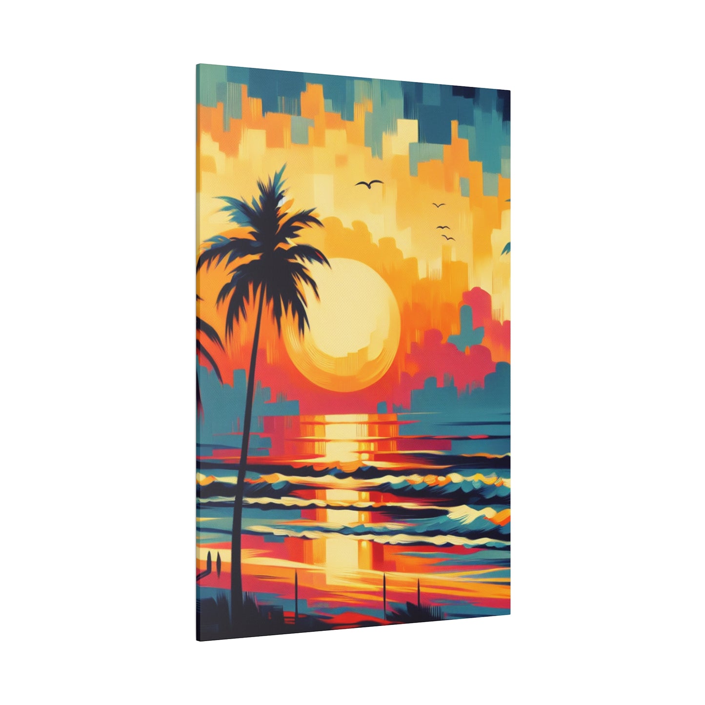 6284F - Miami Beach Sunset Painting Print | Miami | Beach | Sunset | Poster | Home Decor | Wall Art | Canvas