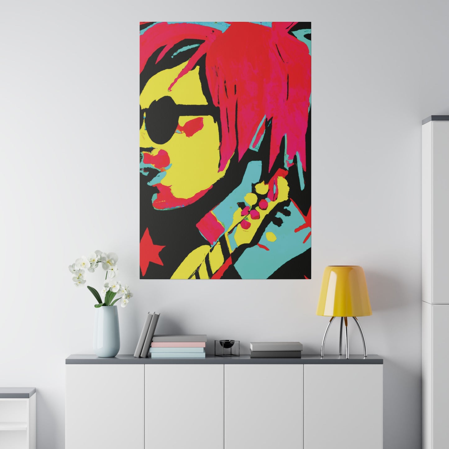 8972Y - Rockstar Painting Print | Face | Abstract | Poster | Home Decor | Wall Art | Music Art | Canvas