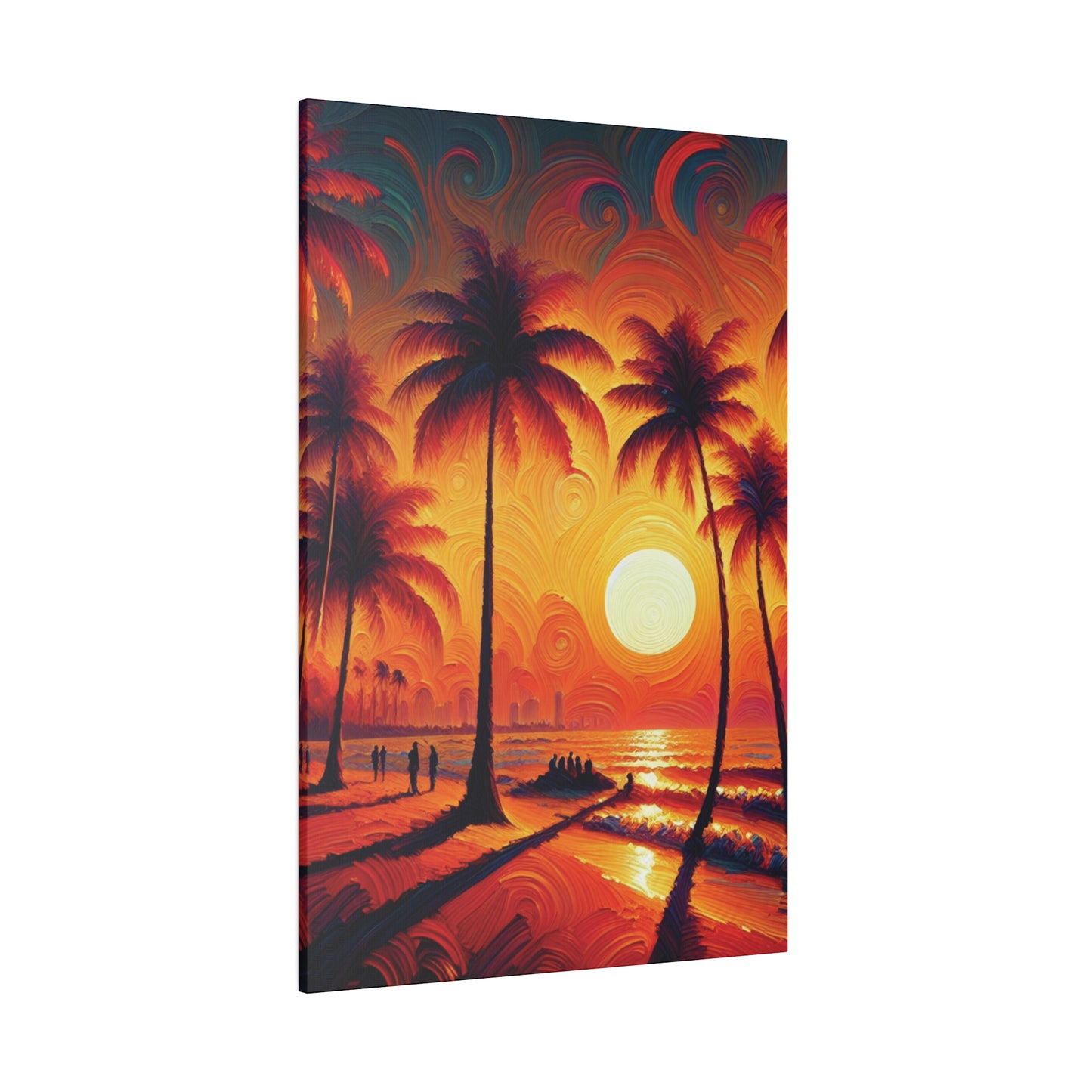 4267J - miami beach art, sunset background, ocean art work, beach art work, sunset designs, miami beach painting, miami beach print