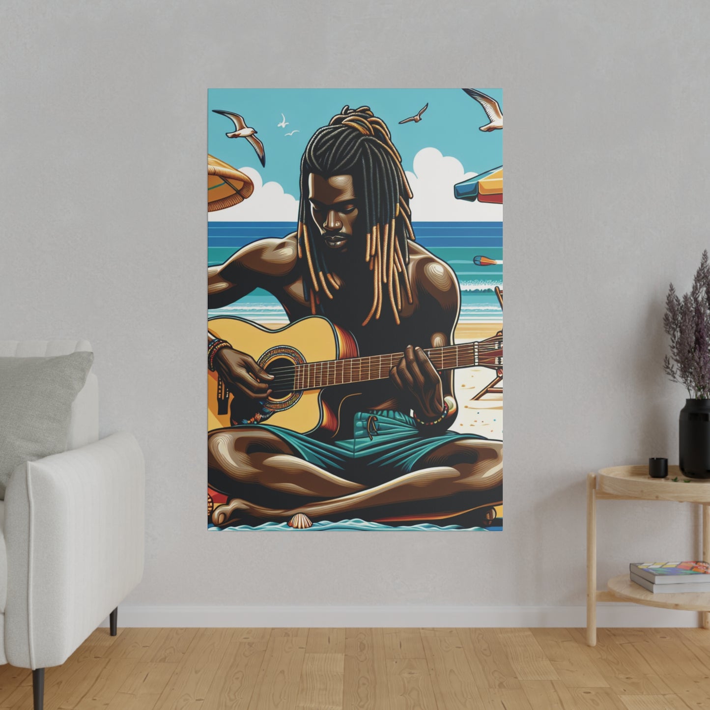 3449J - music art work, musician gift ideas, sunset background, sunset designs, ocean art work, beach art work, guitar art work, guitar player