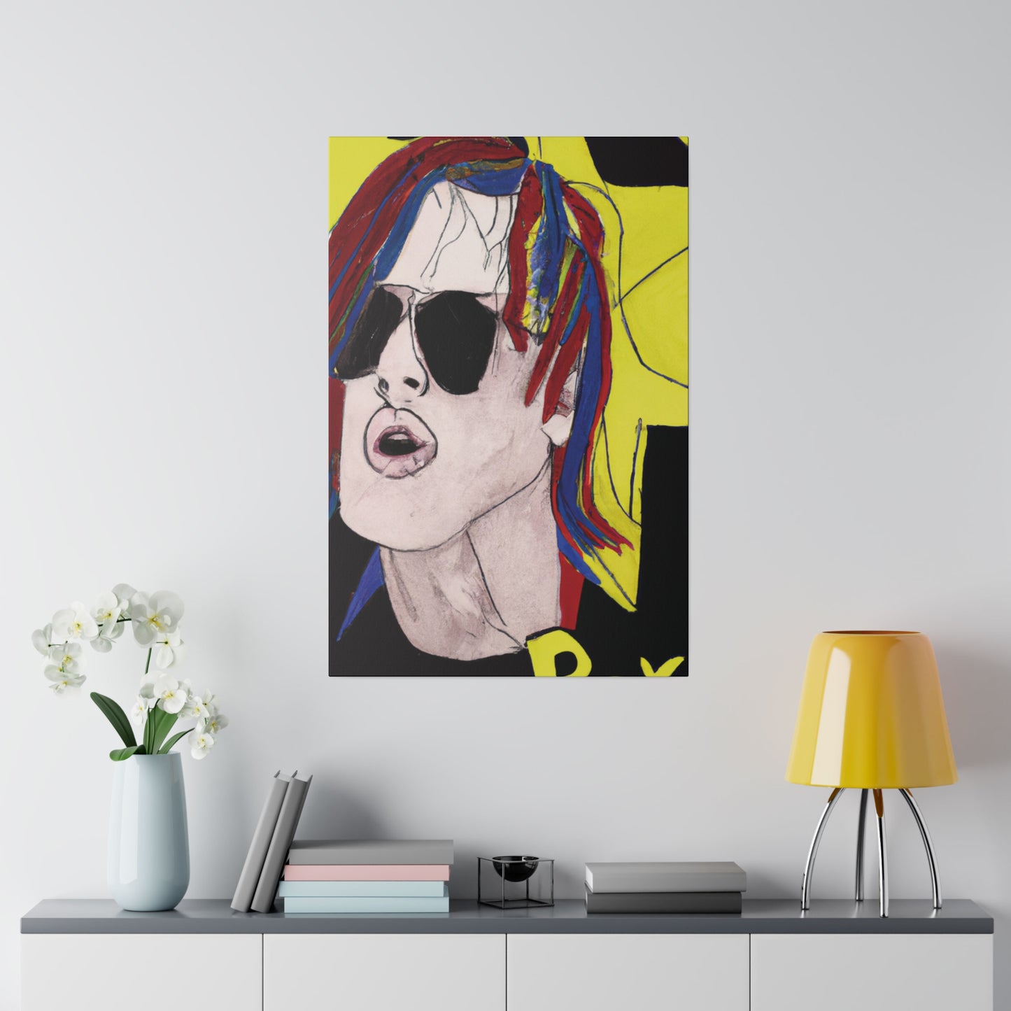 5296W - Rockstar Painting Print | Face | Abstract | Poster | Home Decor | Wall Art | Music Art | Canvas