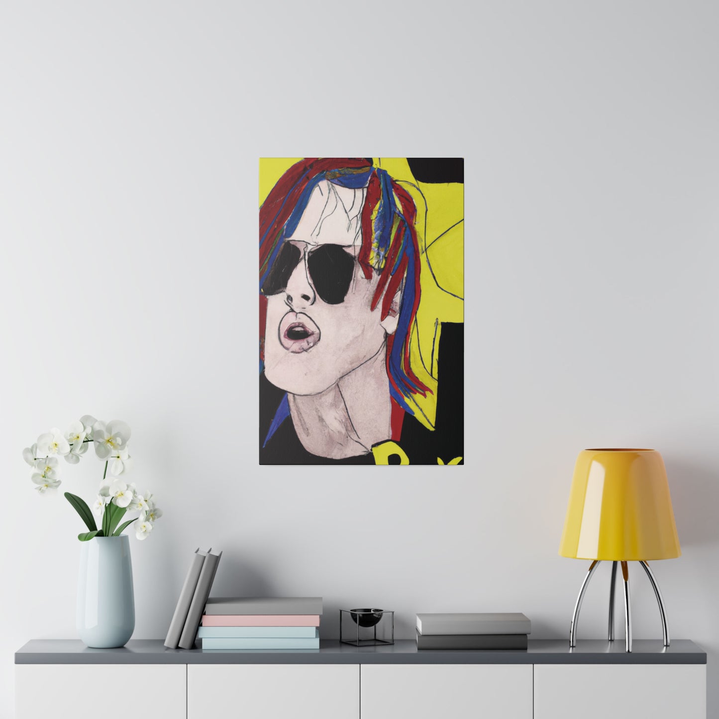 5296W - Rockstar Painting Print | Face | Abstract | Poster | Home Decor | Wall Art | Music Art | Canvas