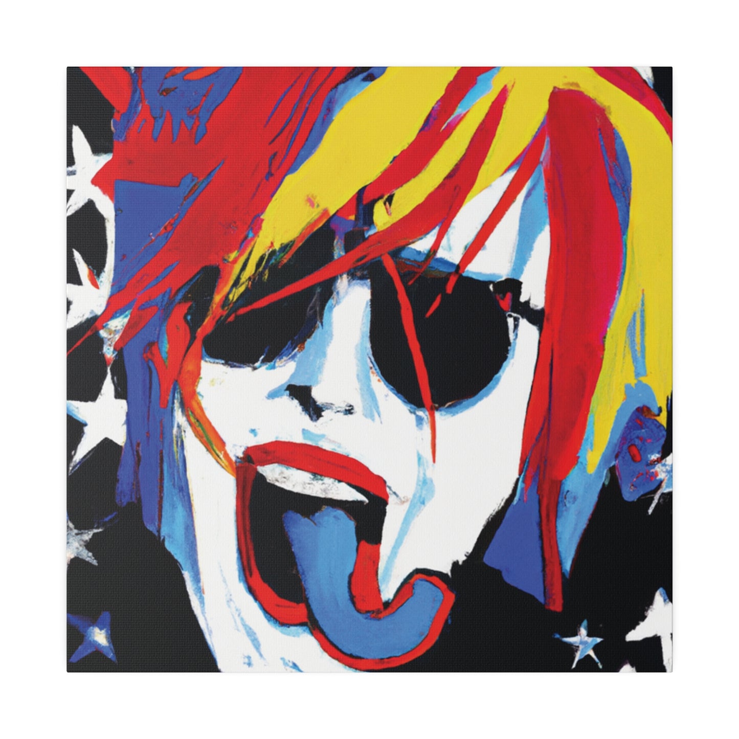 5376Y - Rockstar Painting Print | Face | Abstract | Poster | Home Decor | Wall Art | Music Art | Canvas