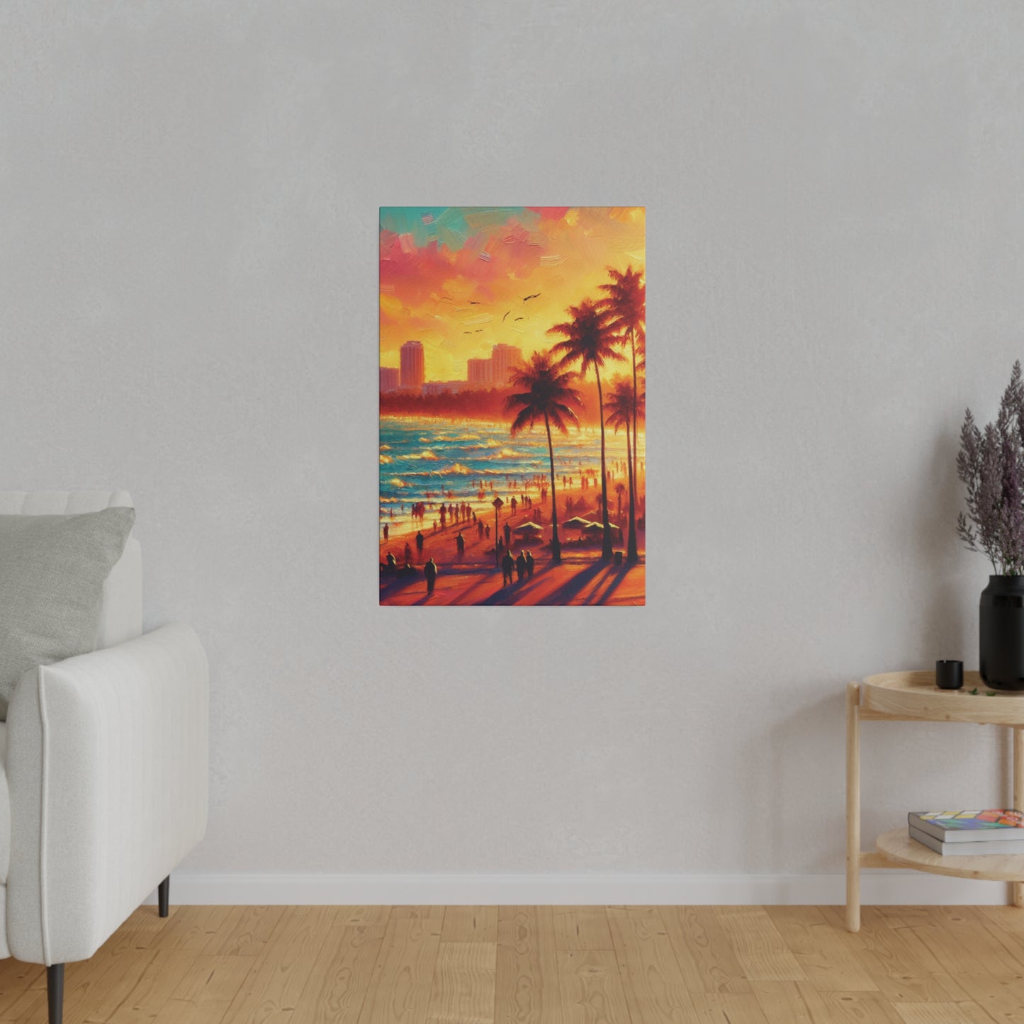 7693W - miami beach art, sunset background, ocean art work, beach art work, sunset designs, miami beach painting, miami beach print