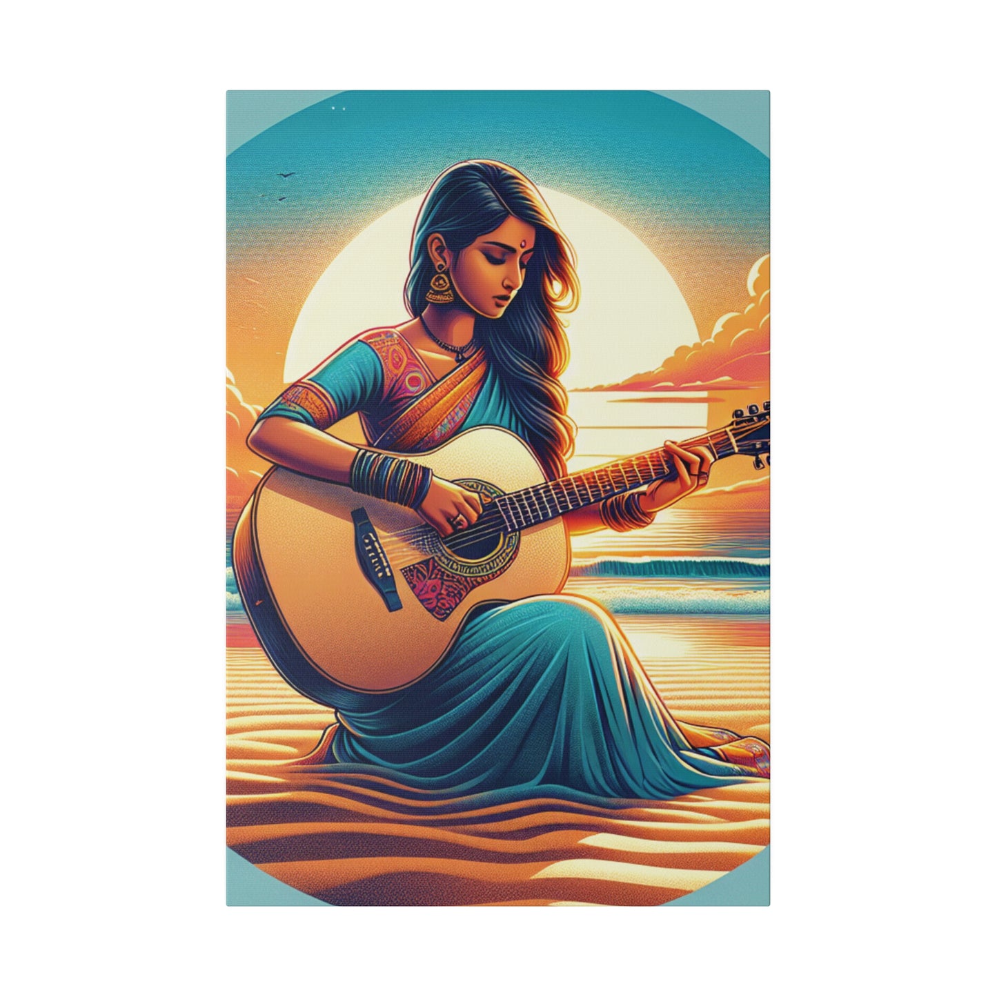 2547G - music art work, musician gift ideas, sunset background, sunset designs, ocean art work, beach art work, guitar art work, guitar player