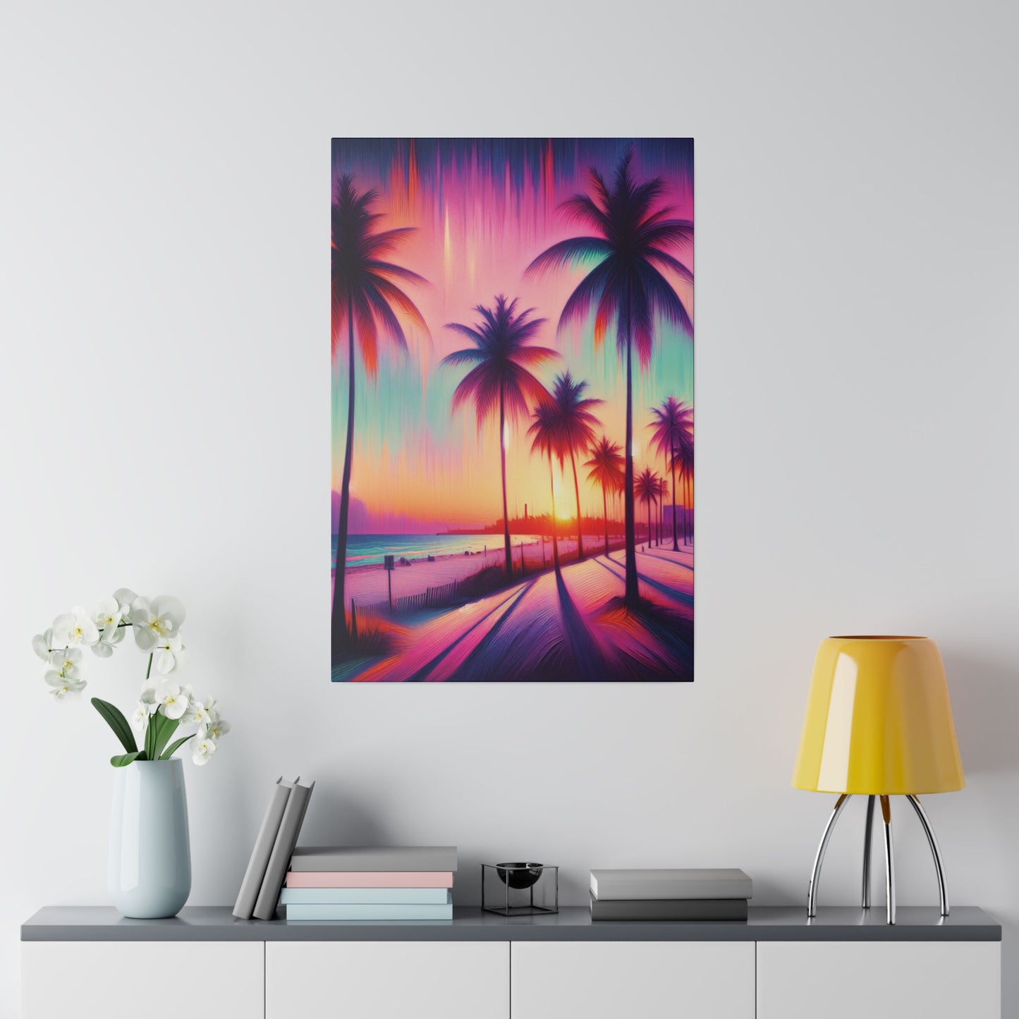 7892Z - miami beach art, sunset background, ocean art work, beach art work, sunset designs, miami beach painting, miami beach print