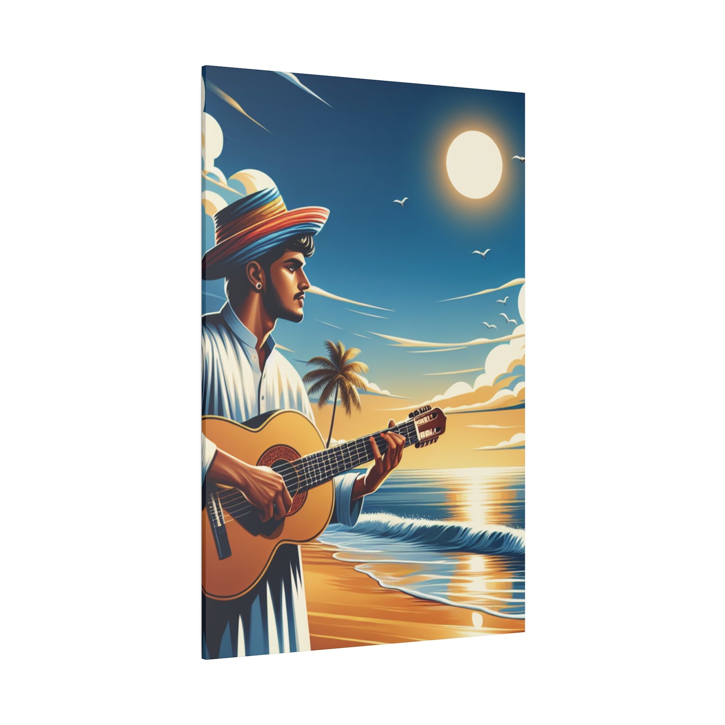 8234Z - music art work, musician gift ideas, sunset background, sunset designs, ocean art work, beach art work, guitar art work, guitar player