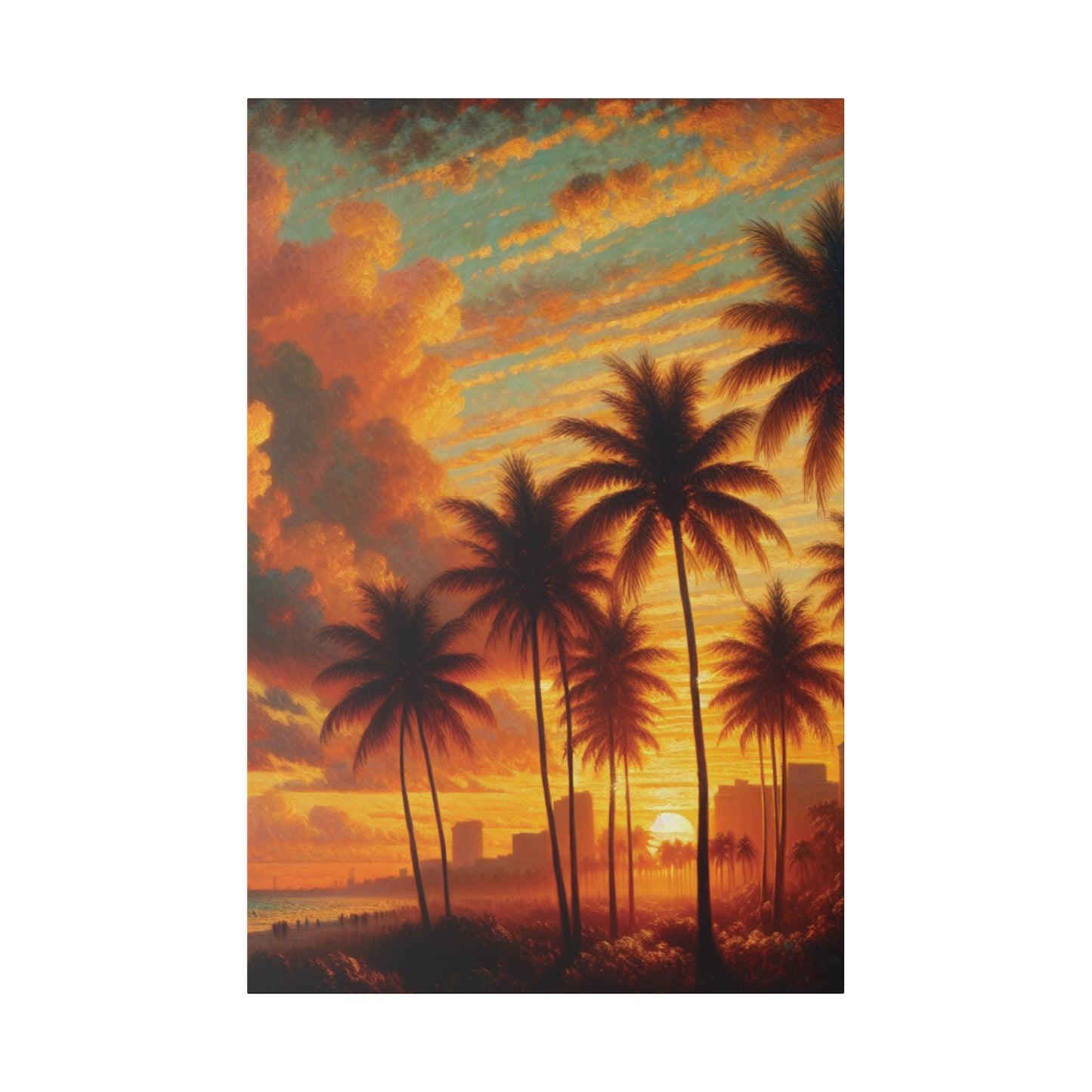 3658R - miami beach art, sunset background, ocean art work, beach art work, sunset designs, miami beach painting, miami beach print