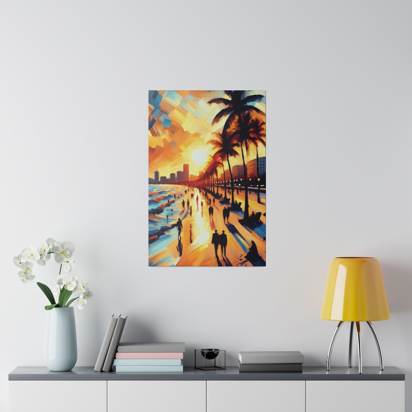 7846G - Miami Beach Sunset Painting Print | Miami | Beach | Sunset | Poster | Home Decor | Wall Art | Canvas