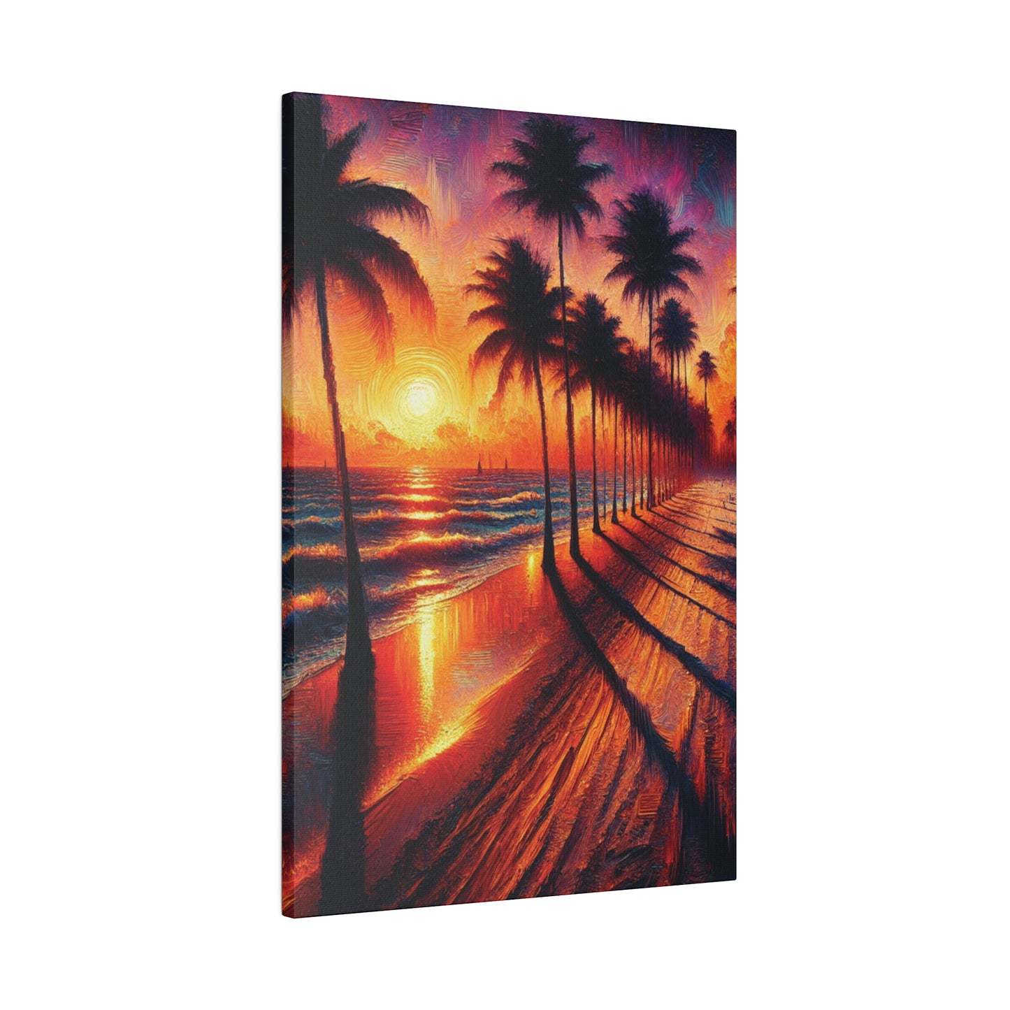 7132Q - miami beach art, sunset background, ocean art work, beach art work, sunset designs, miami beach painting, miami beach print