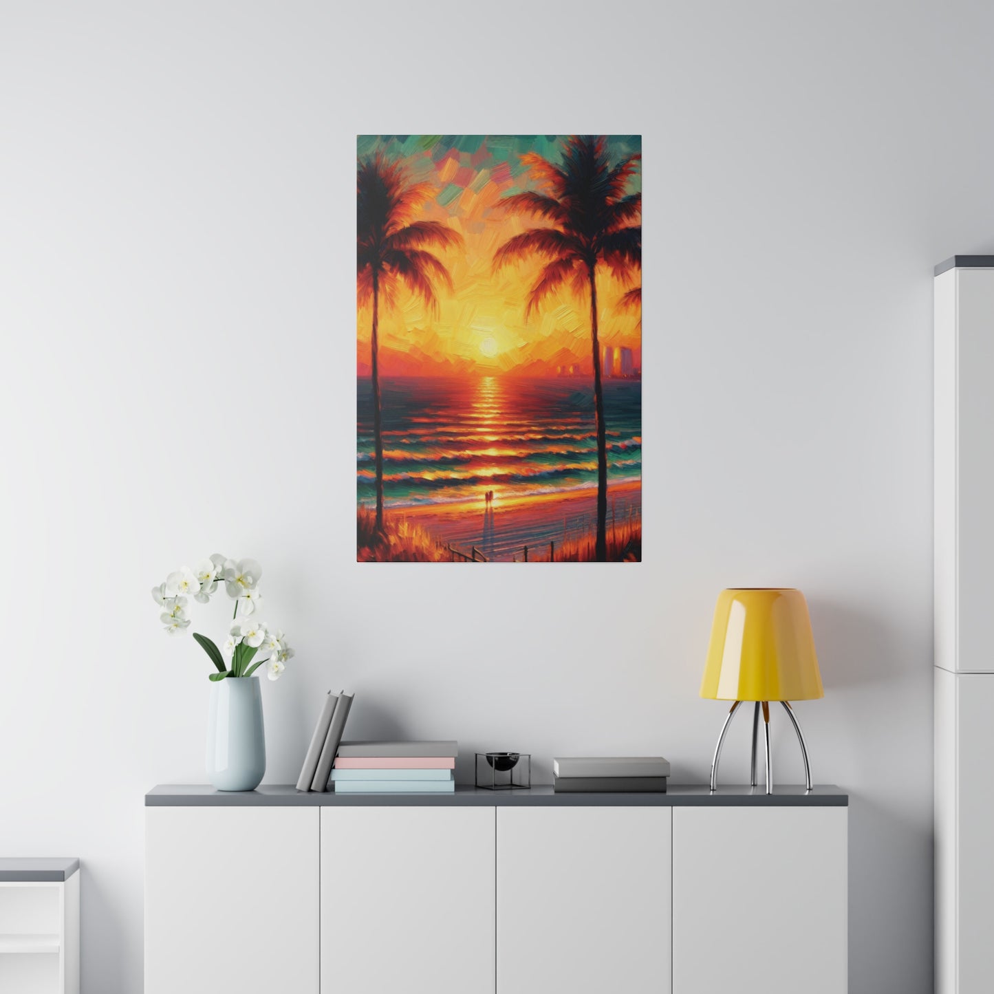 3569G - miami beach art, sunset background, ocean art work, beach art work, sunset designs, miami beach painting, miami beach print