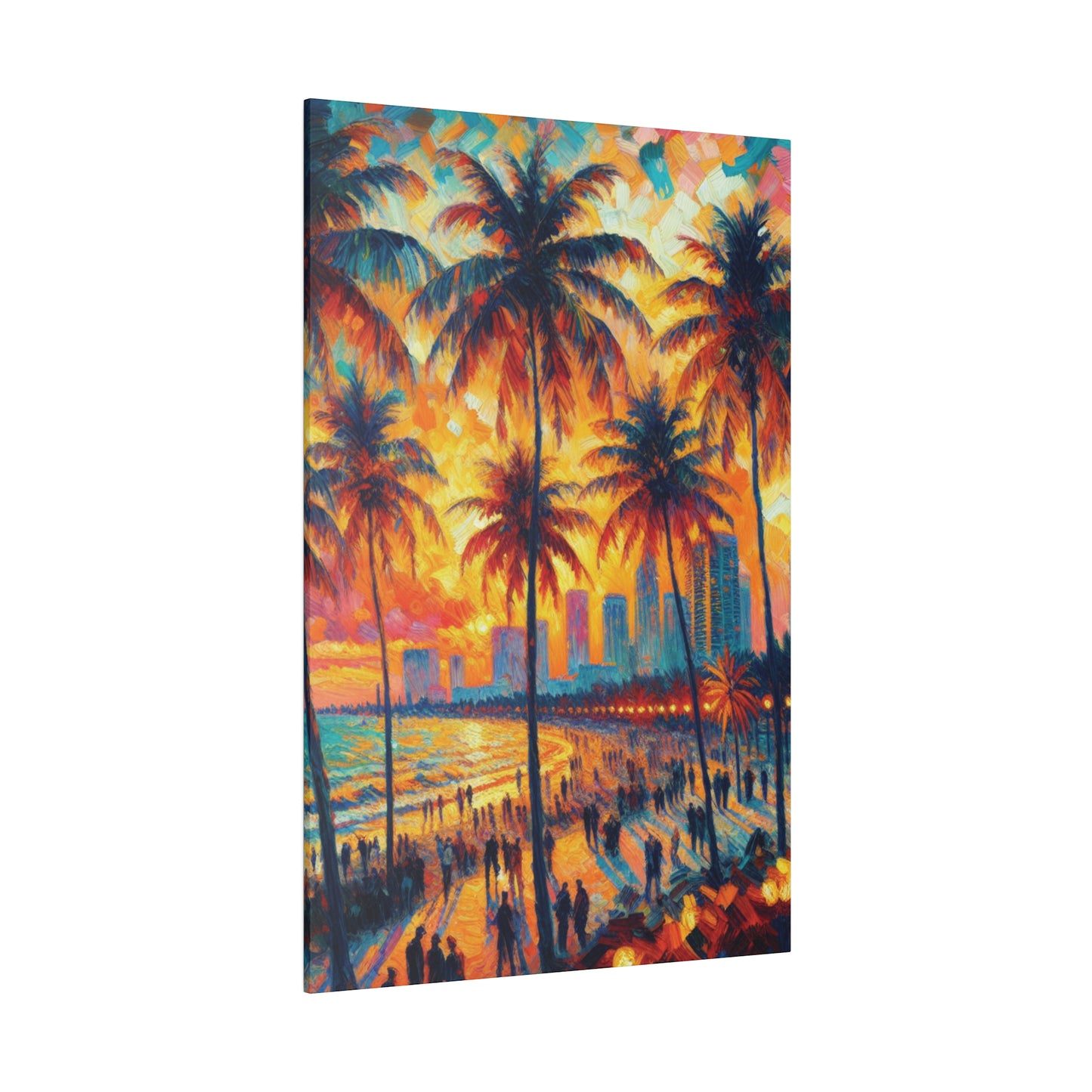 5318W - miami beach art, sunset background, ocean art work, beach art work, sunset designs, miami beach painting, miami beach print