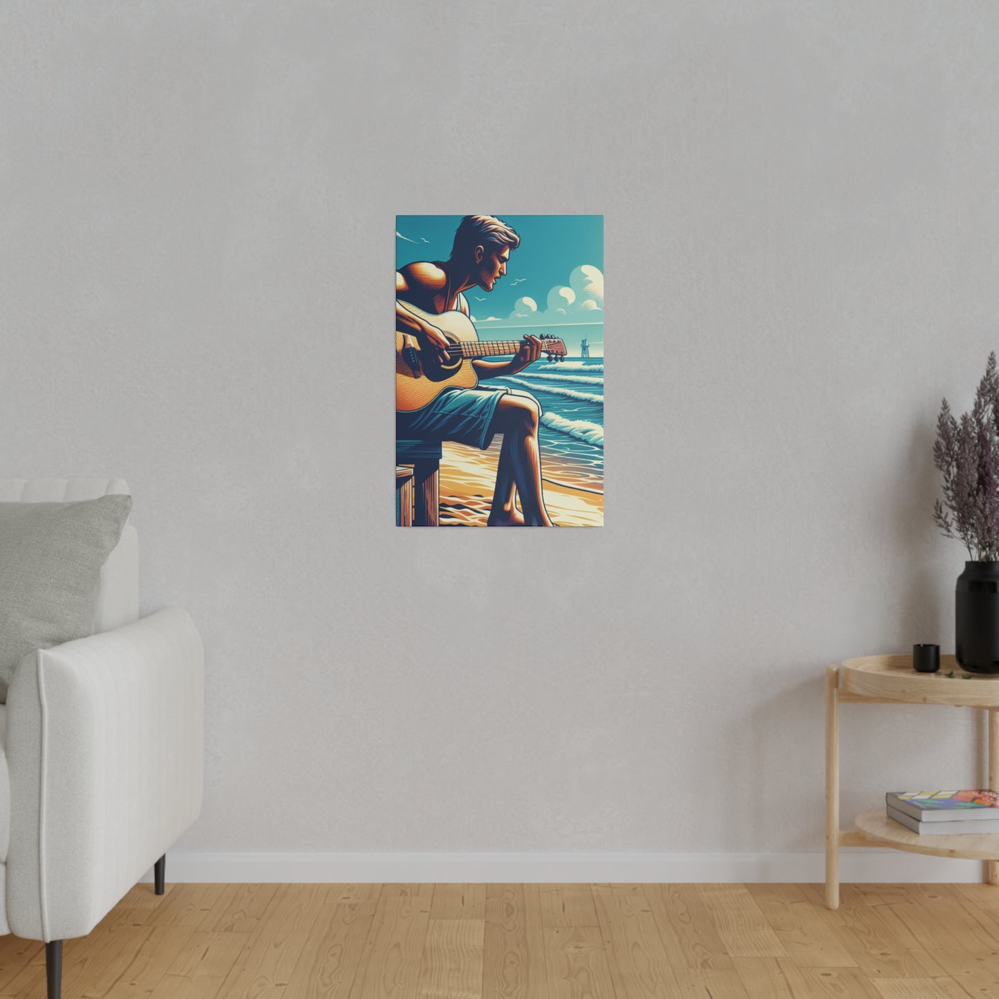 7824D - music art work, musician gift ideas, sunset background, sunset designs, ocean art work, beach art work, guitar art work, guitar player