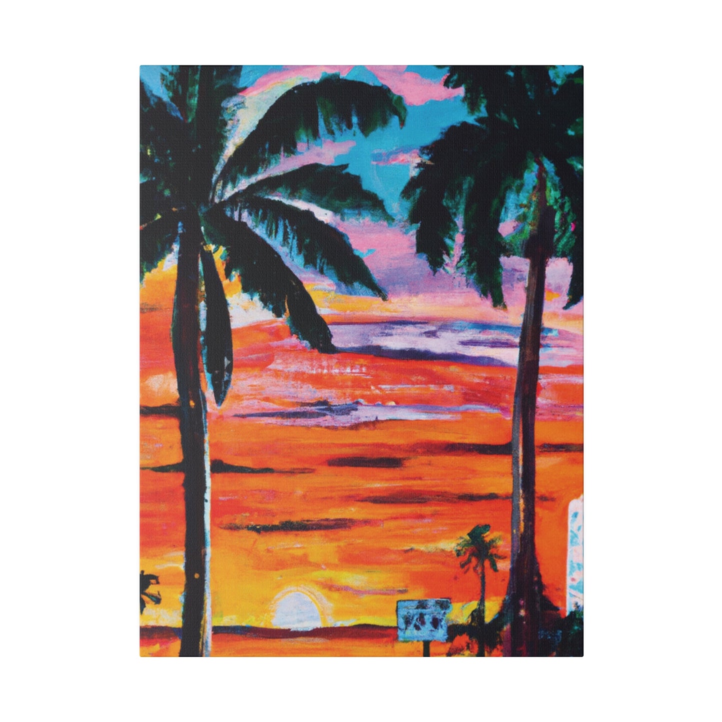 7358V - Miami Beach Sunset Painting Print | Miami | Beach | Sunset | Poster | Home Decor | Wall Art | Canvas