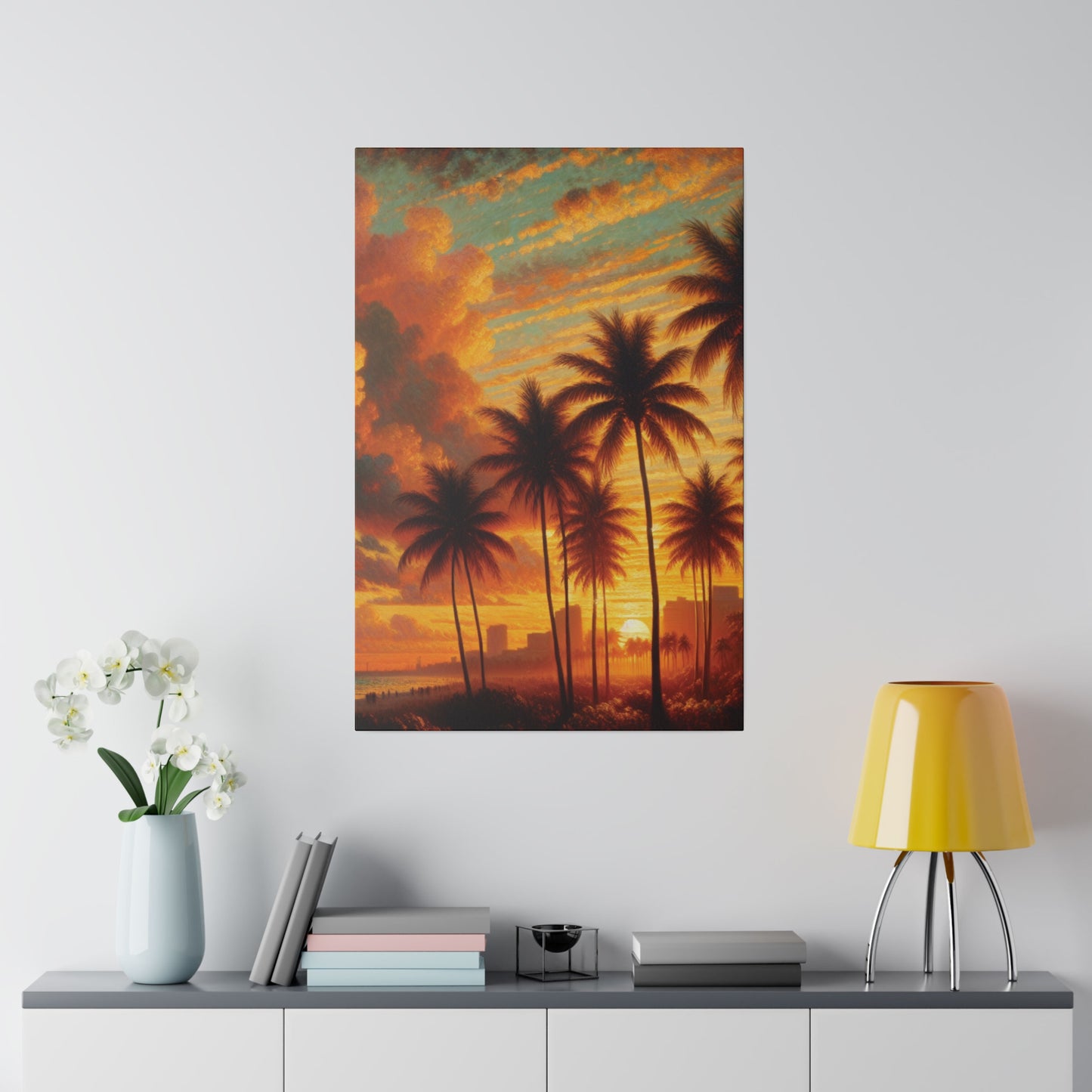 3658R - miami beach art, sunset background, ocean art work, beach art work, sunset designs, miami beach painting, miami beach print