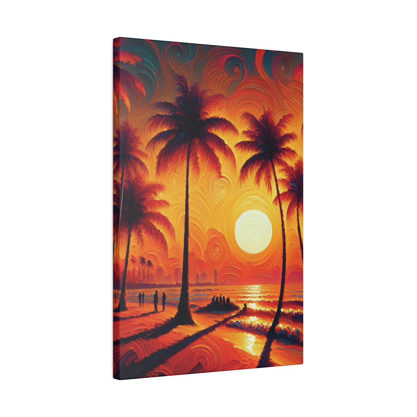 4267J - miami beach art, sunset background, ocean art work, beach art work, sunset designs, miami beach painting, miami beach print