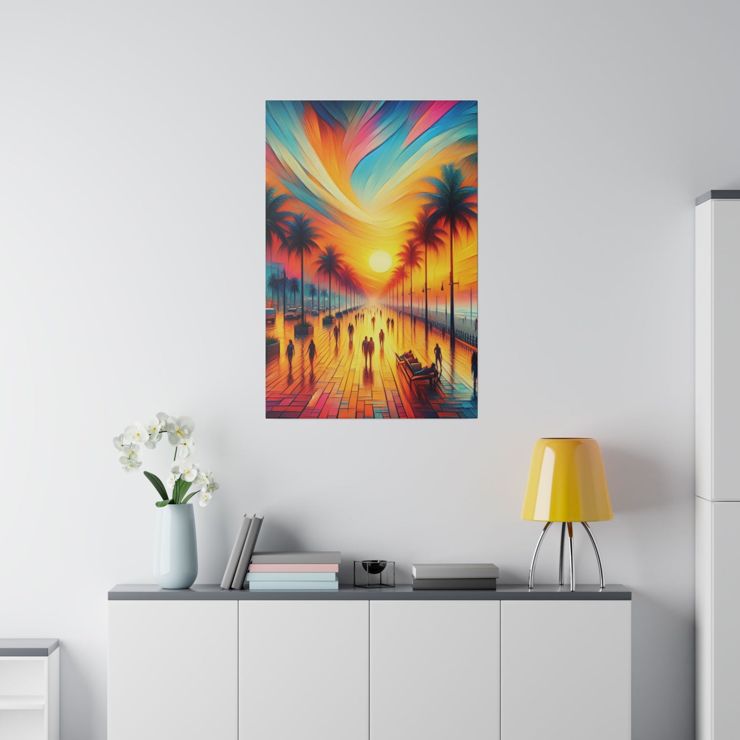 5683C - miami beach art, sunset background, ocean art work, beach art work, sunset designs, miami beach painting, miami beach print