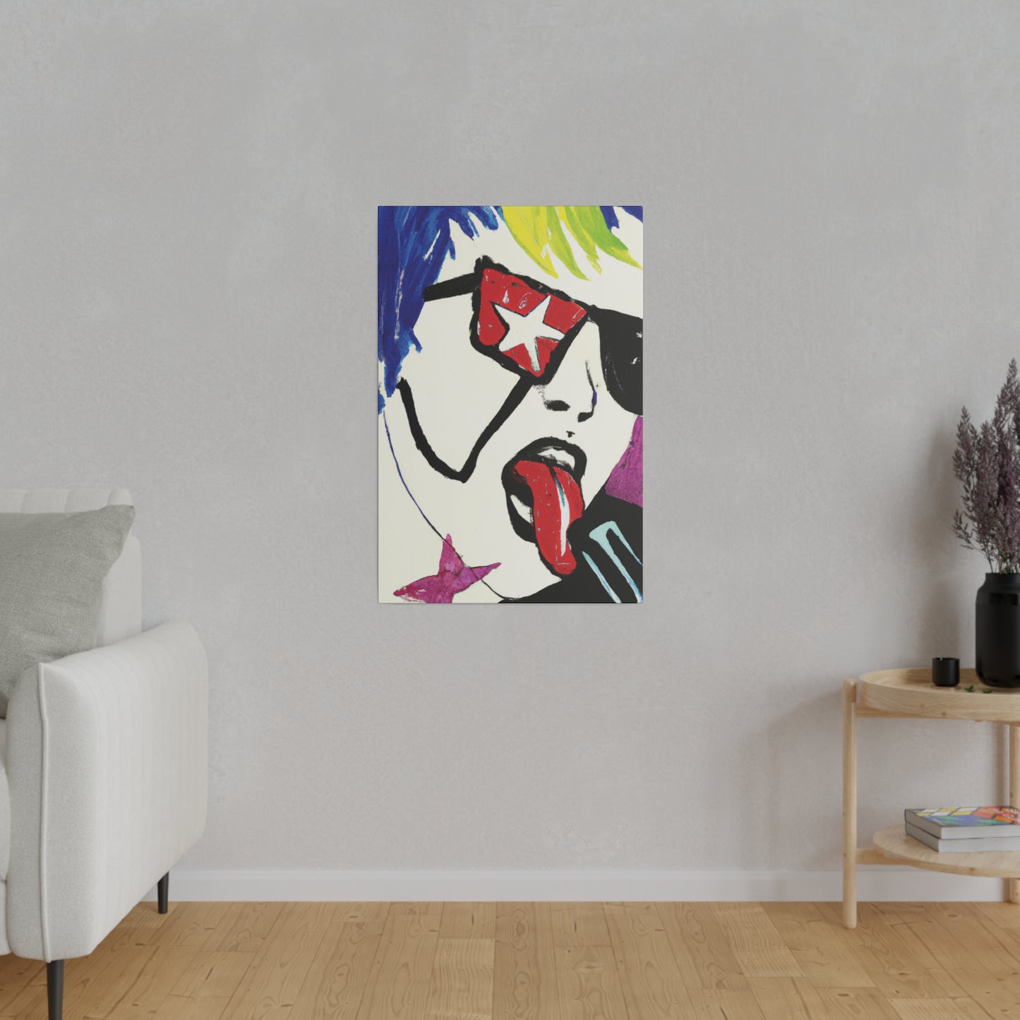 2035C - Rockstar Painting Print | Face | Abstract | Poster | Home Decor | Wall Art | Music Art | Canvas