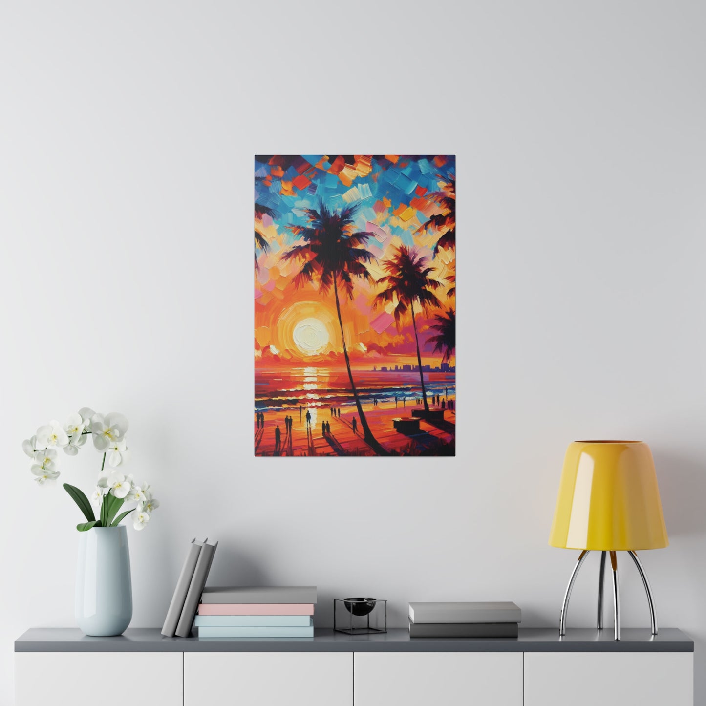 9753F - miami beach art, sunset background, ocean art work, beach art work, sunset designs, miami beach painting, miami beach print