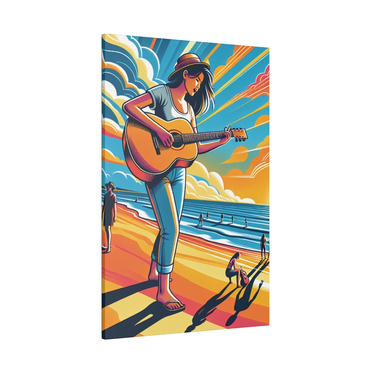 8246J - music art work, musician gift ideas, sunset background, sunset designs, ocean art work, beach art work, guitar art work, guitar player