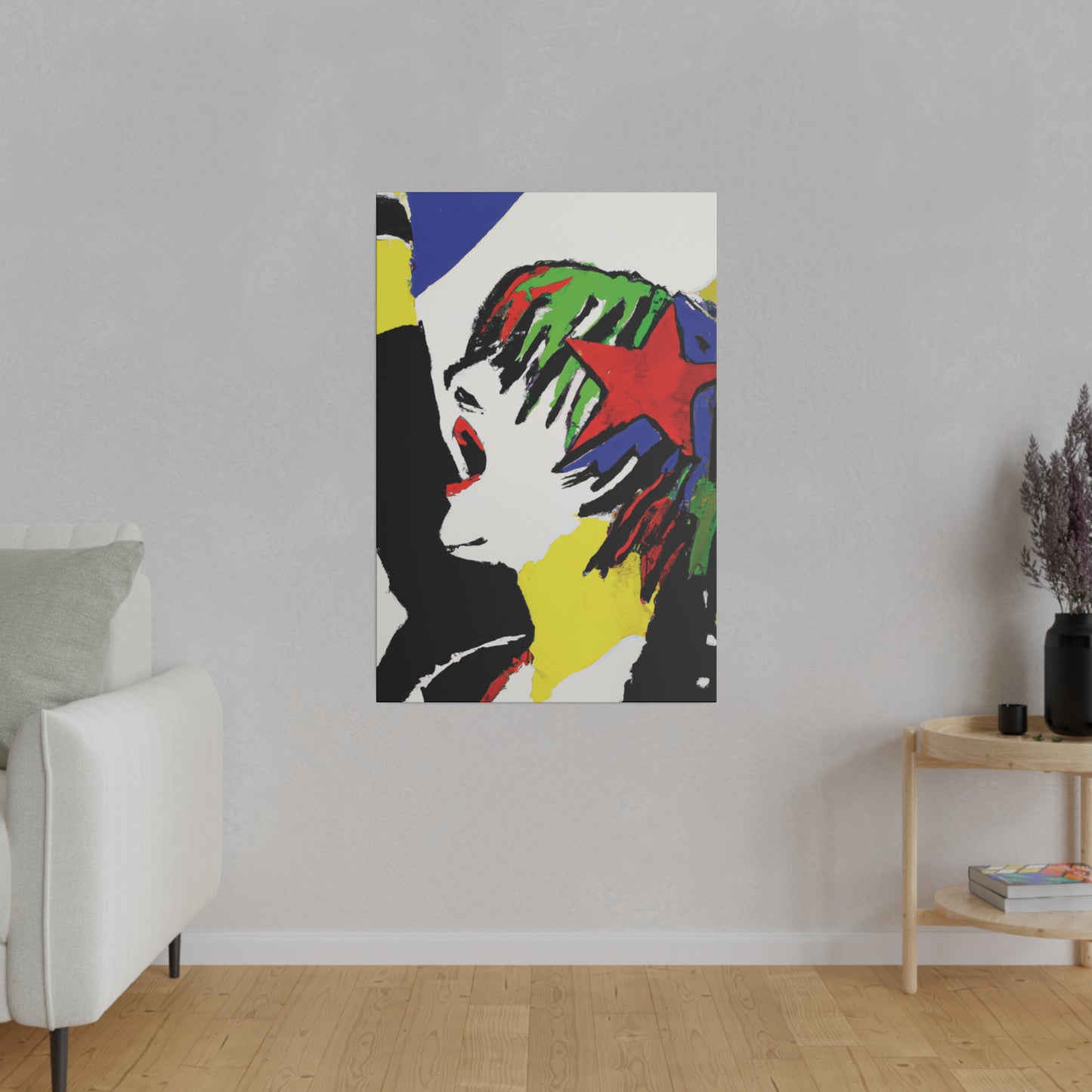 5673W - Rockstar Painting Print | Face | Abstract | Poster | Home Decor | Wall Art | Music Art | Canvas