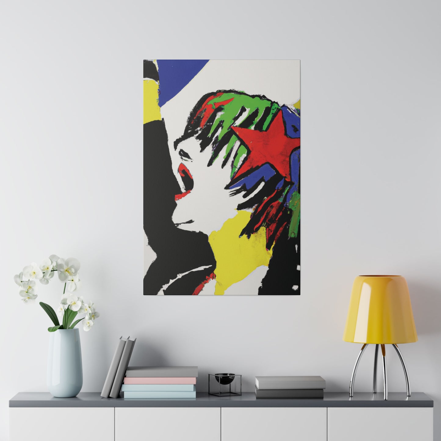 5673W - Rockstar Painting Print | Face | Abstract | Poster | Home Decor | Wall Art | Music Art | Canvas