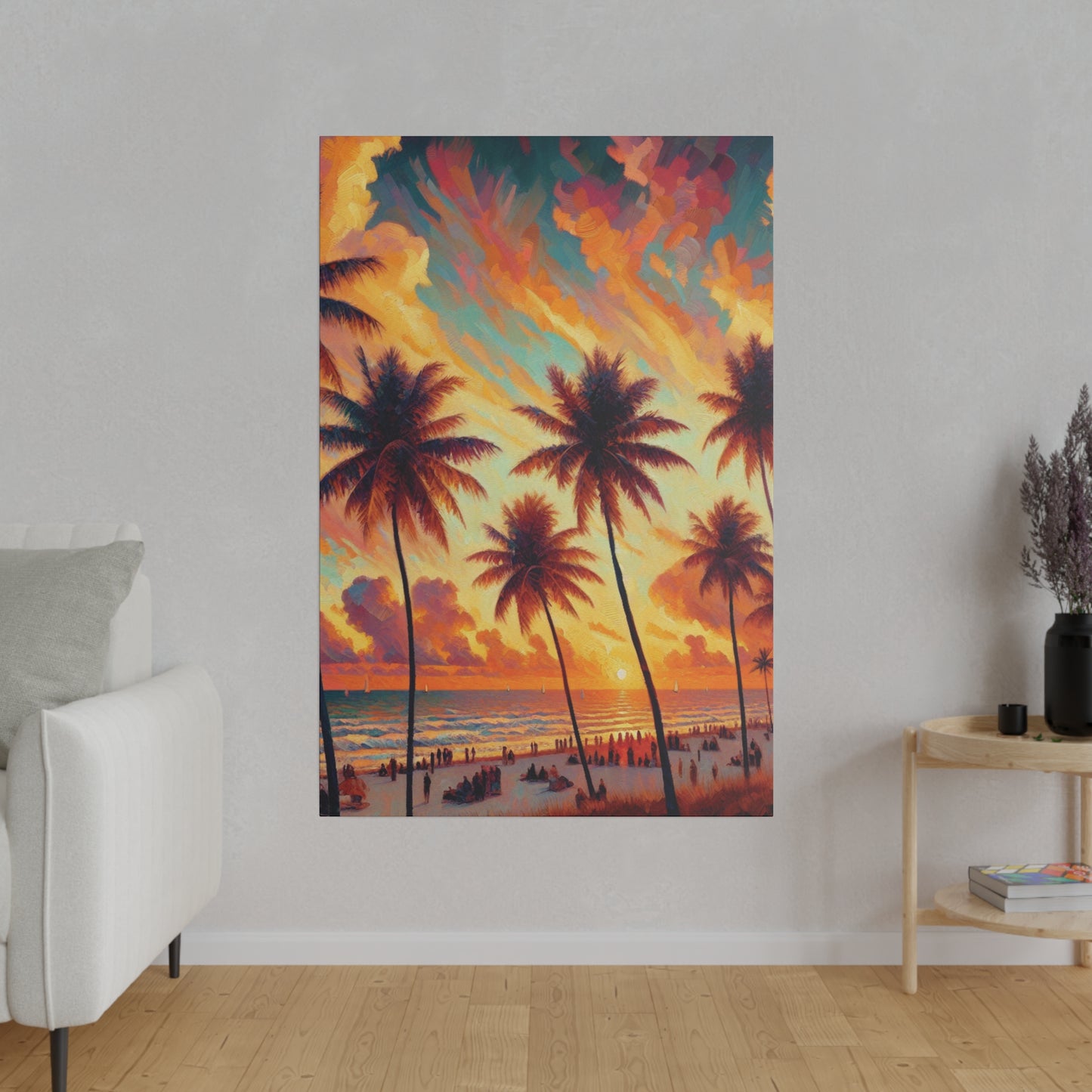 3247F - miami beach art, sunset background, ocean art work, beach art work, sunset designs, miami beach painting, miami beach print