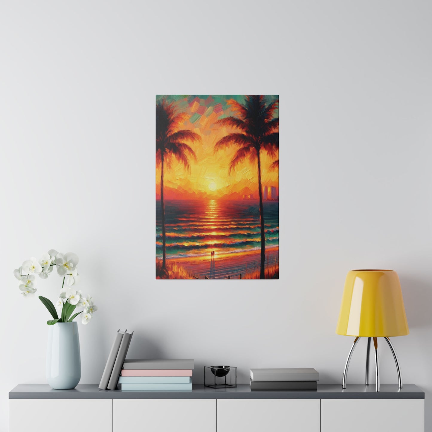 3569G - miami beach art, sunset background, ocean art work, beach art work, sunset designs, miami beach painting, miami beach print