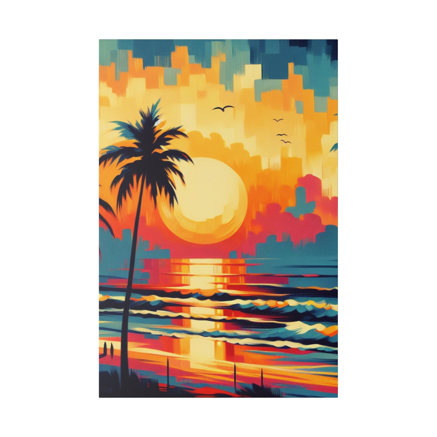 6284F - Miami Beach Sunset Painting Print | Miami | Beach | Sunset | Poster | Home Decor | Wall Art | Canvas