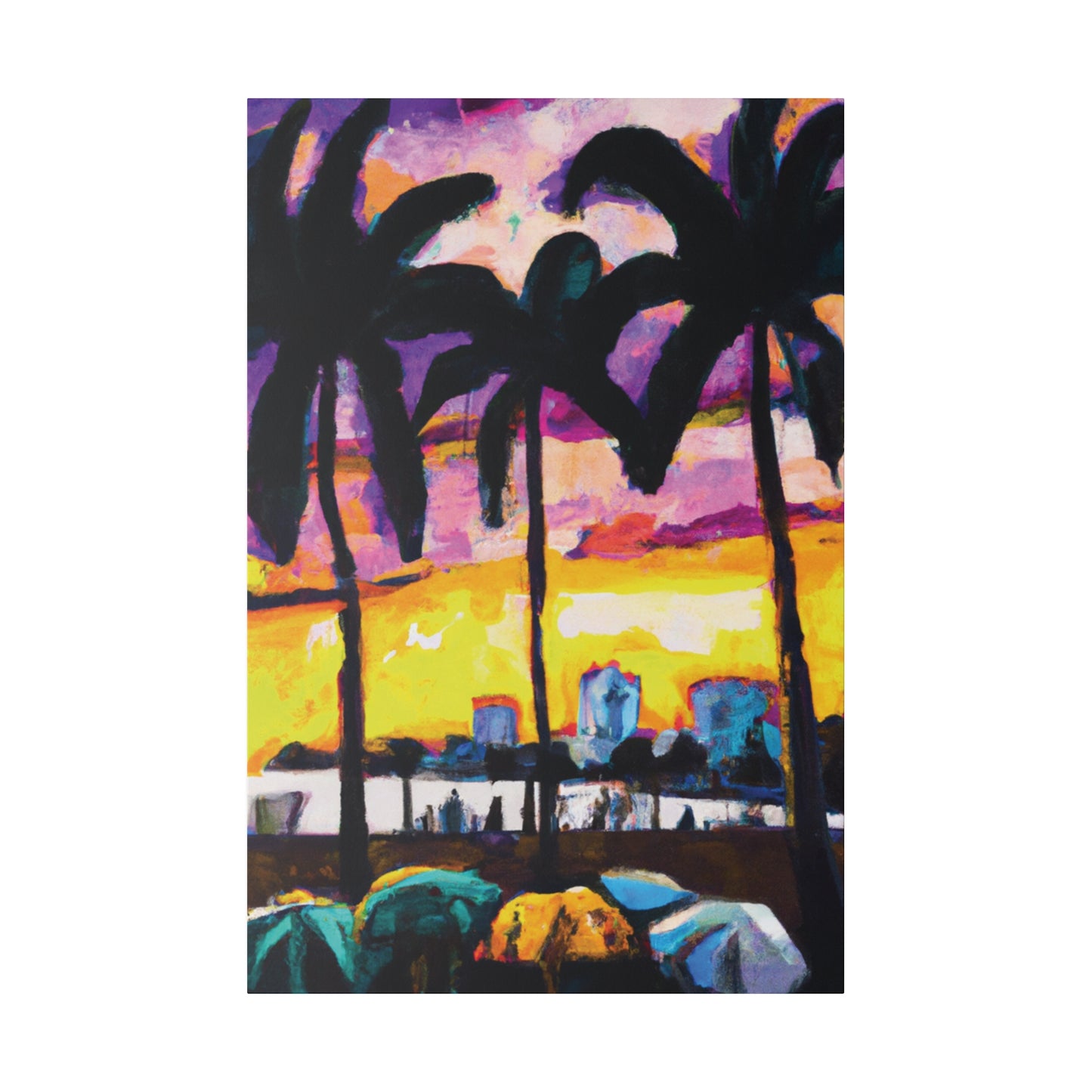 5162A - Miami Beach Sunset Painting Print | Miami | Beach | Sunset | Poster | Home Decor | Wall Art | Canvas